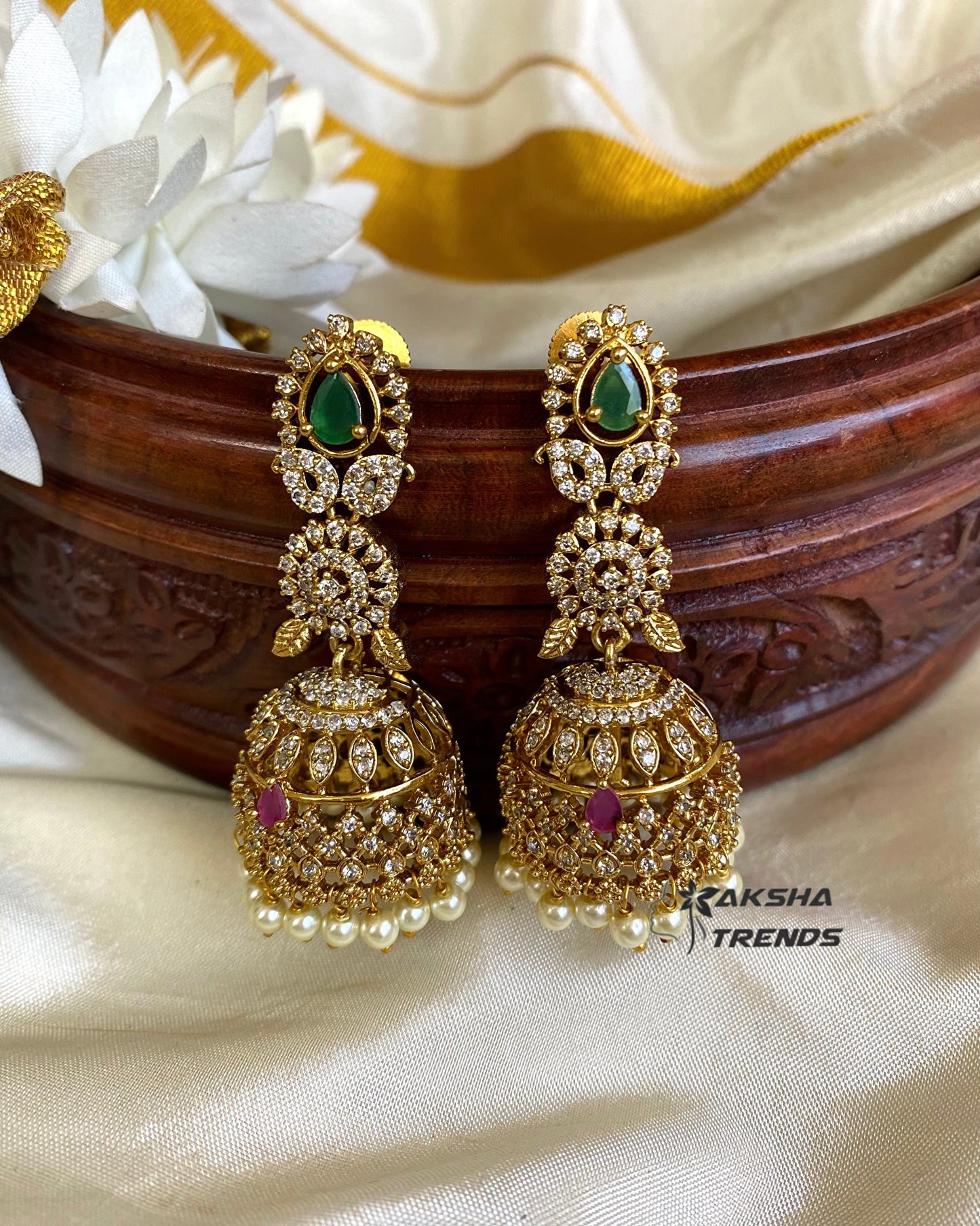 Bridal diamond Jhumkas Aksha Trends