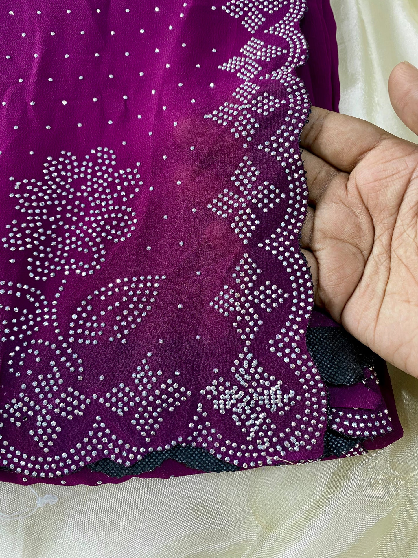 Stone work Saree -Purple Aksha Trends
