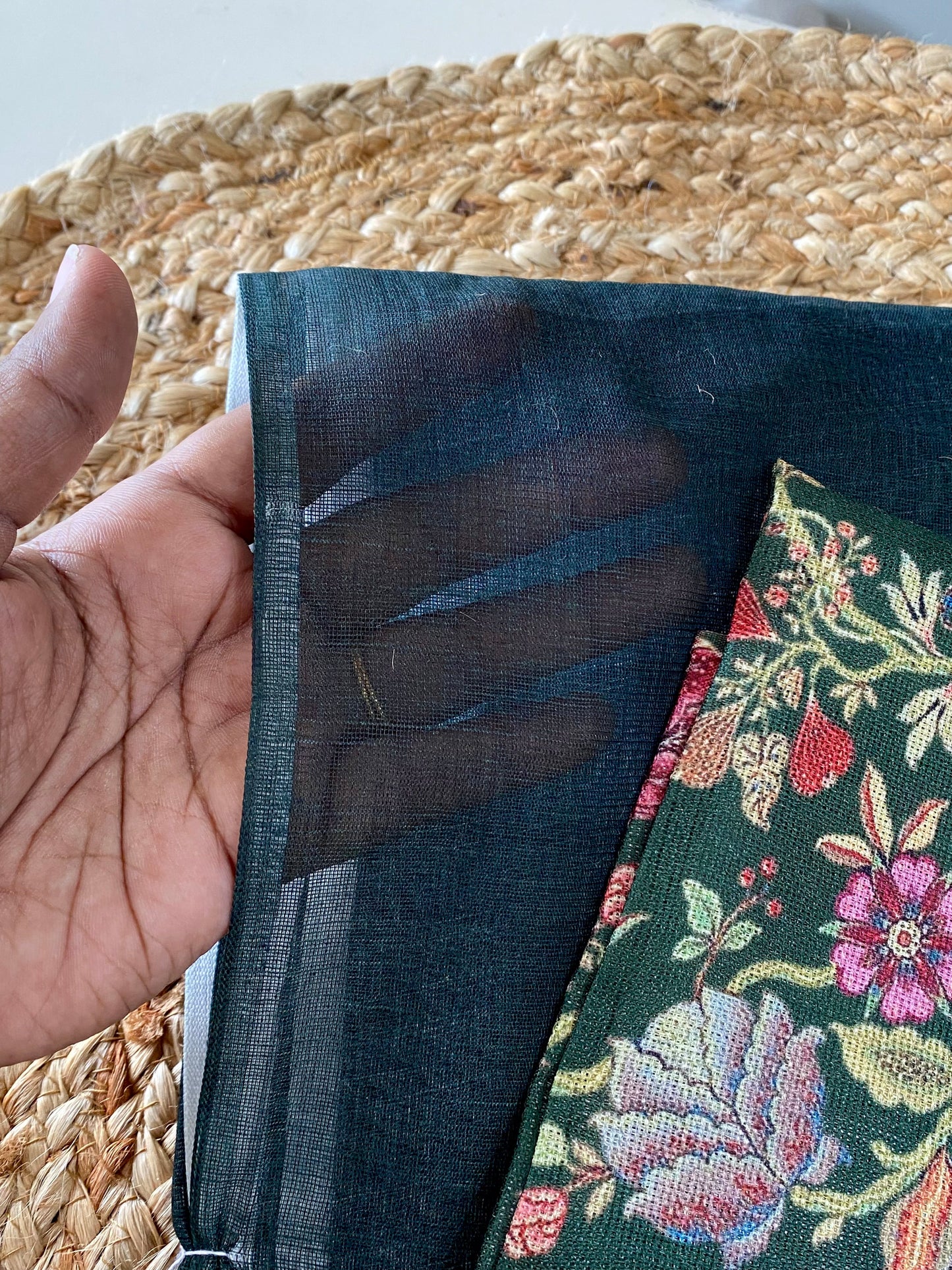 Khadi Cotton Saree -Green Aksha Trends