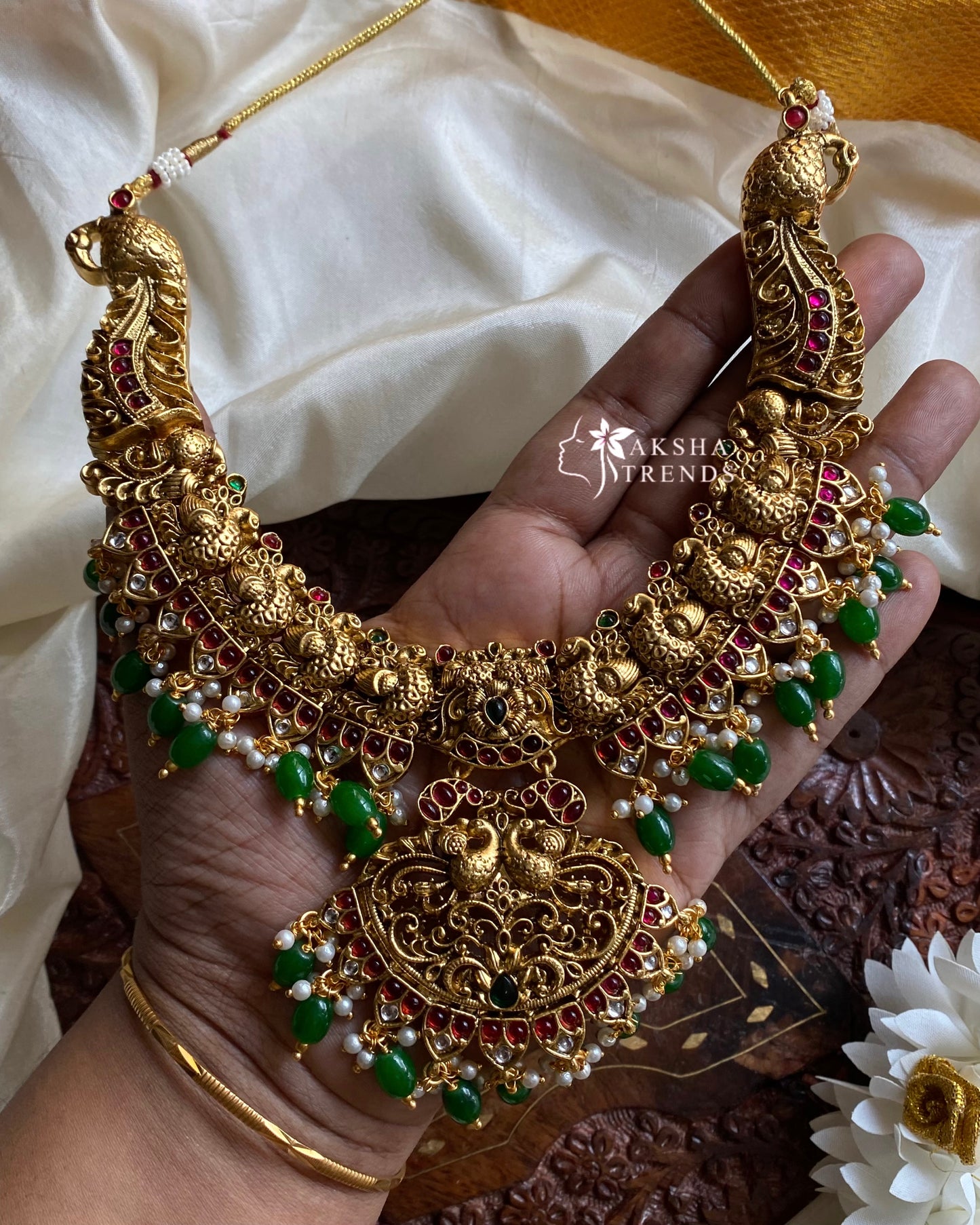 Mayuri Heavy bridal Necklace -Green Aksha Trends