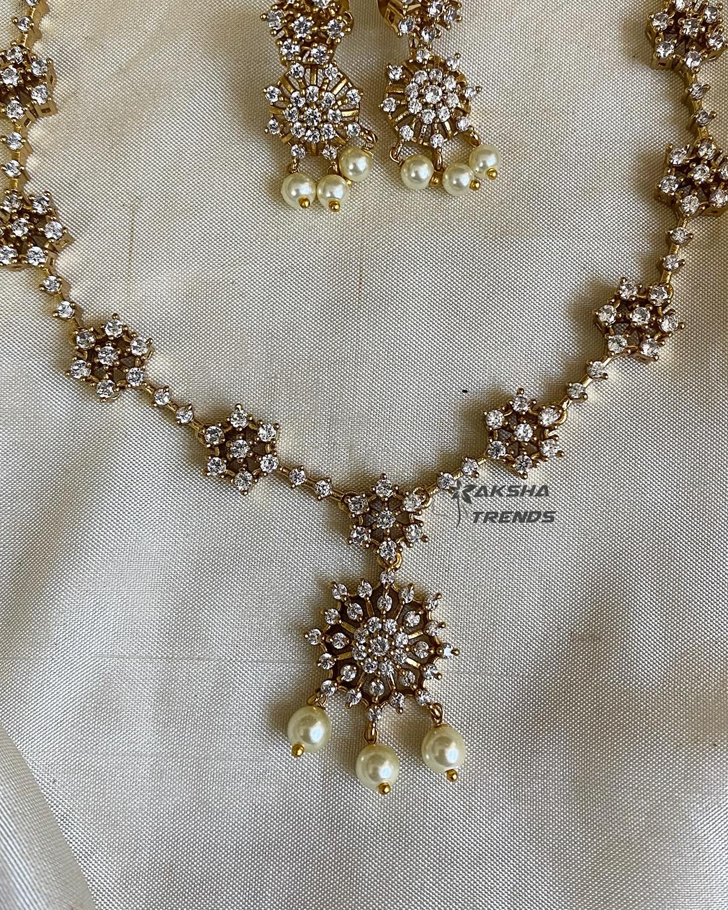 Nakshatra diamond necklace with pearls Aksha Trends
