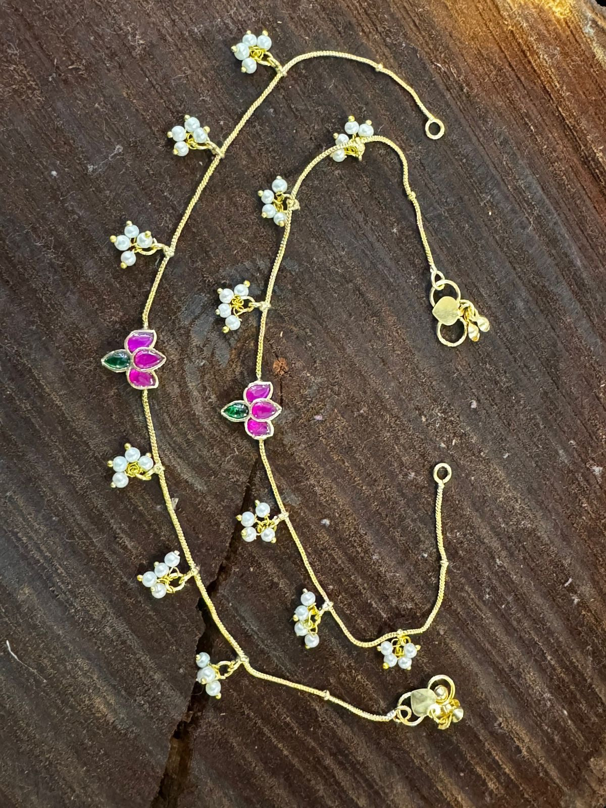 Premium Lotus kemp Anklet / kolusu Aksha Trends