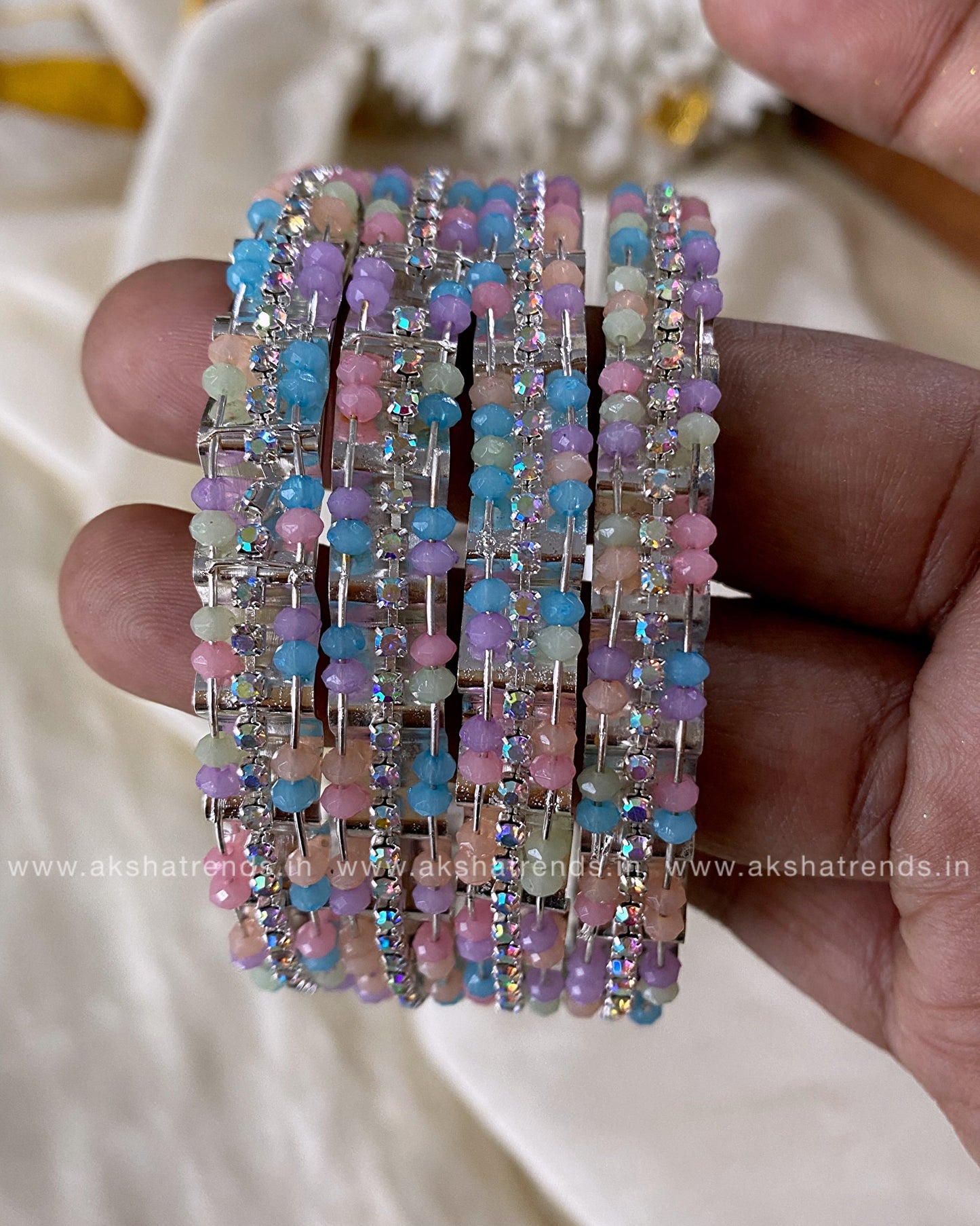 Fancy Silver Multi bead Bangles Aksha Trends