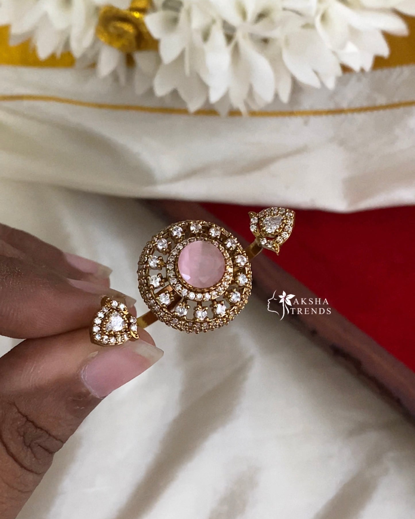 Royal diamond finger rings -pink Aksha Trends