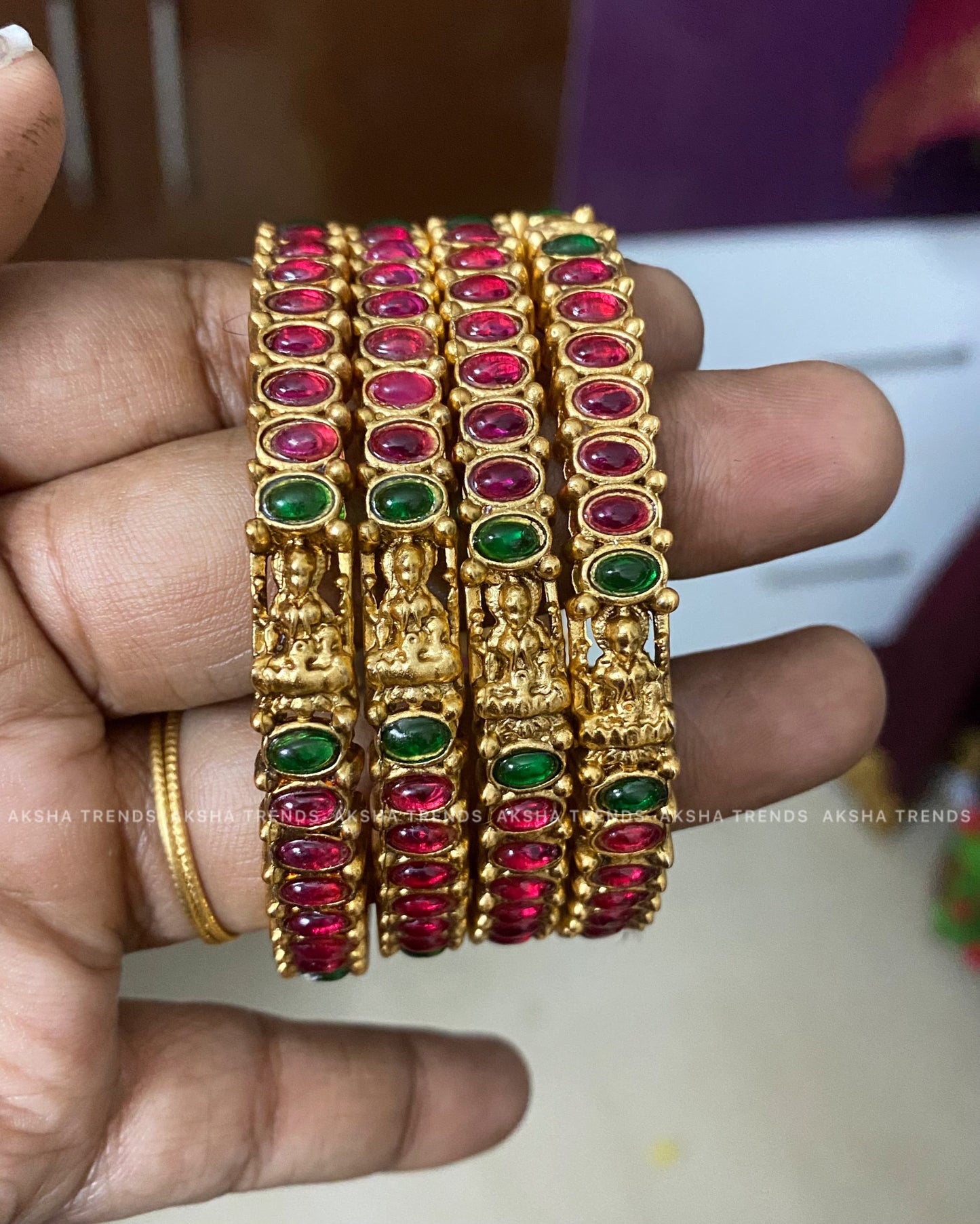 Lakshmi Kemp stone bangles (4pc) Aksha Trends