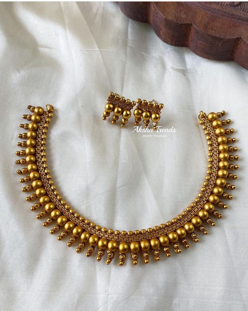 Gold bead necklace Aksha Trends