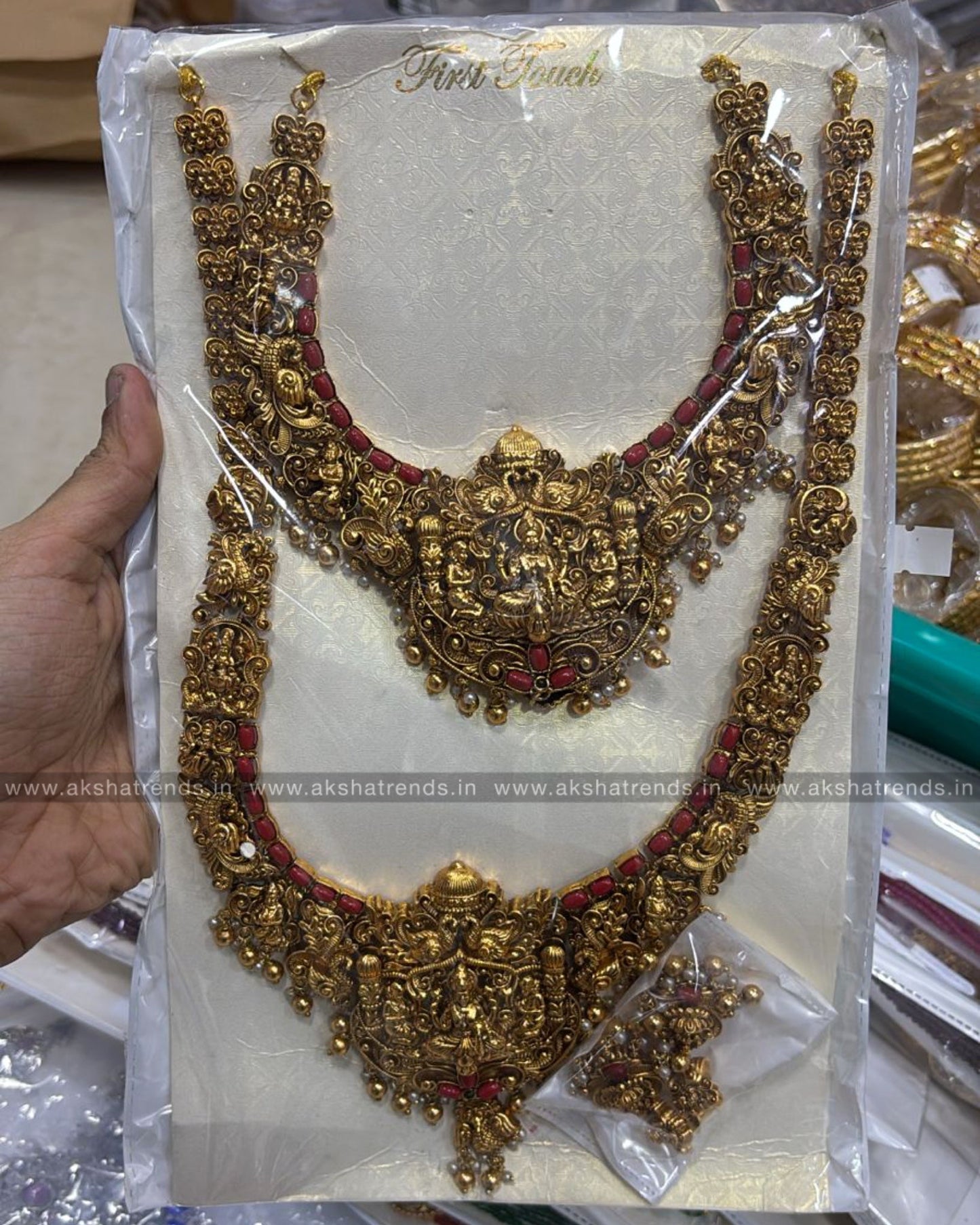 Heavy coral lakshmi bridal -Gold Aksha Trends