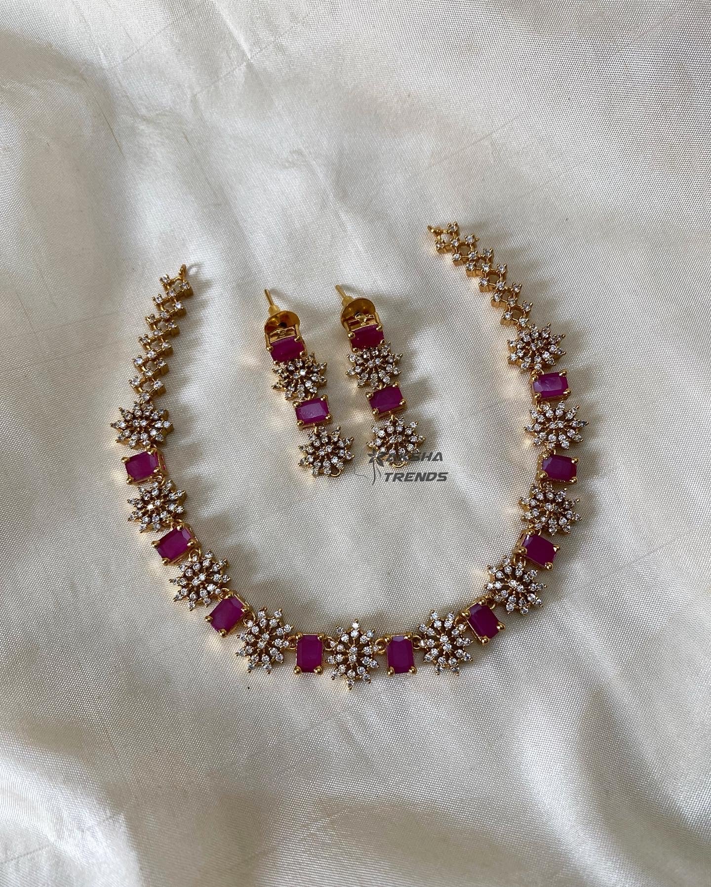 Party wear American diamond necklace Aksha Trends