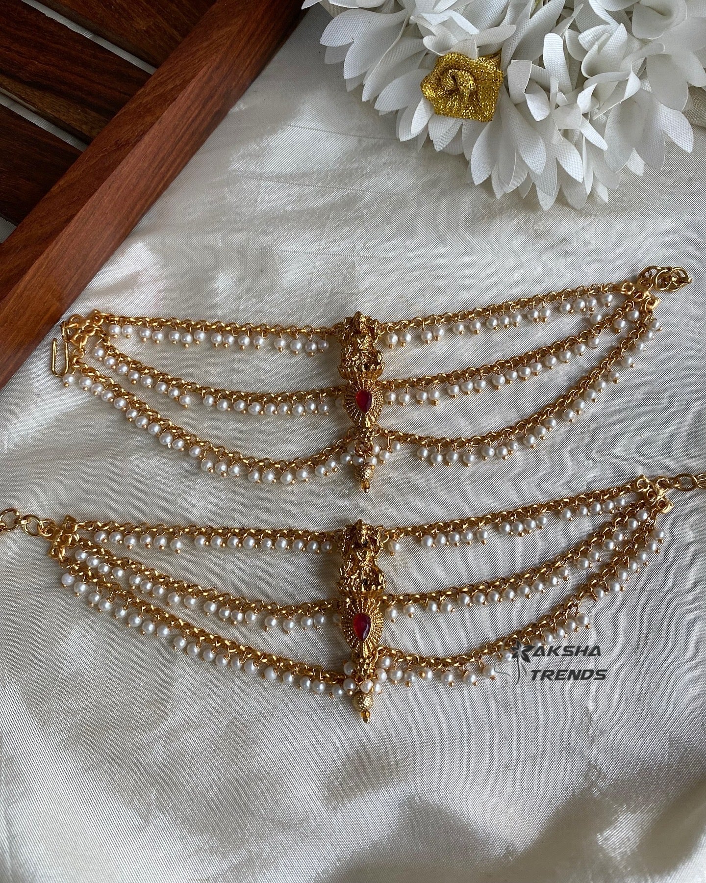 Lakshmi pearl earchain Aksha Trends