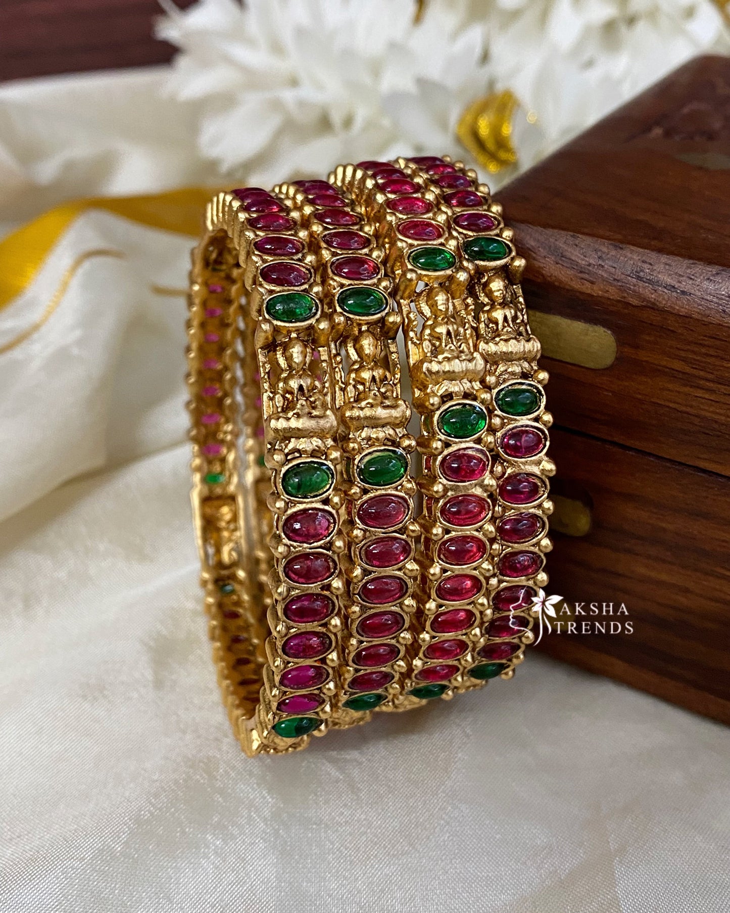 Lakshmi Kemp stone bangles (4pc) Aksha Trends