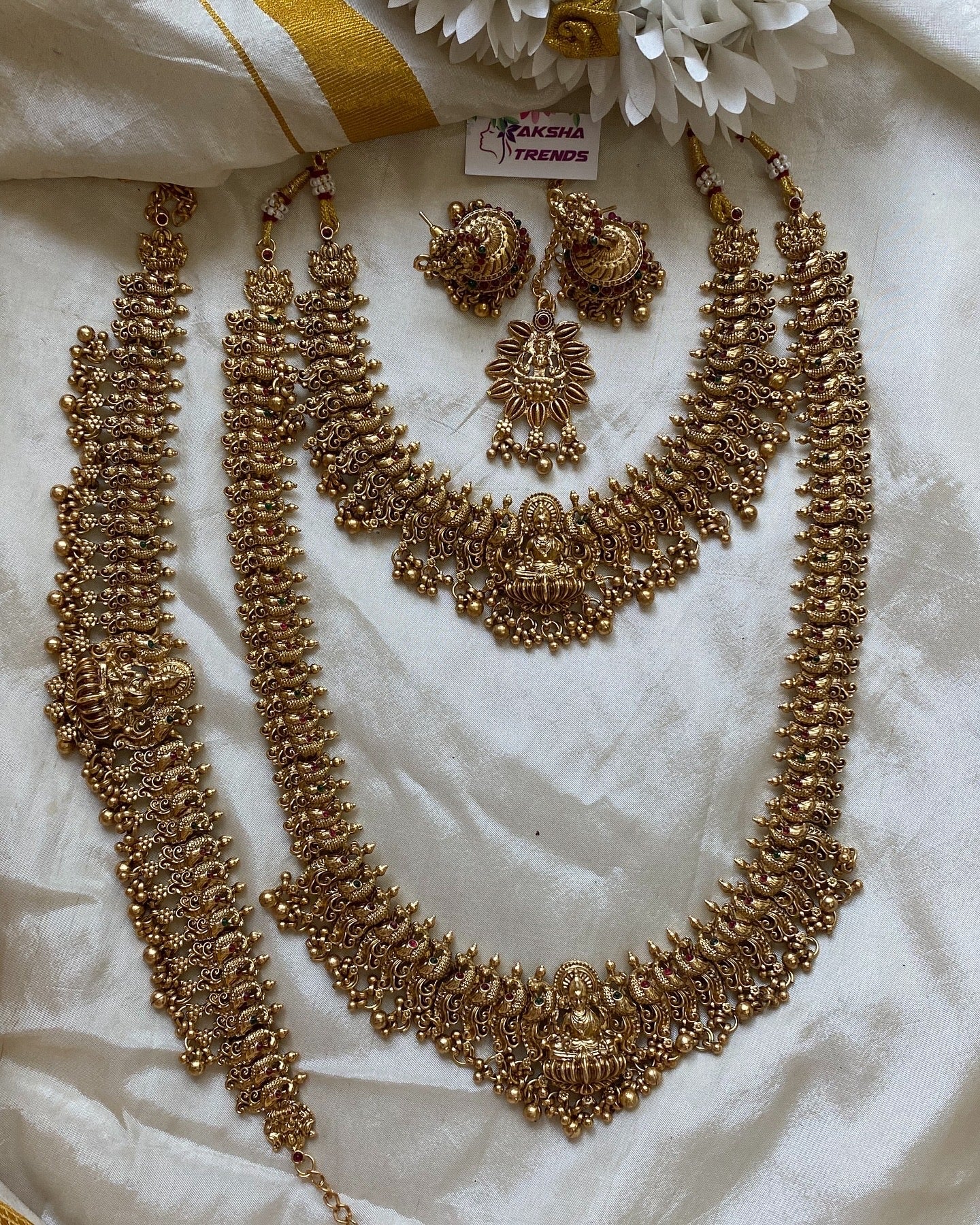 Golden lakshmi semibridal set Aksha Trends