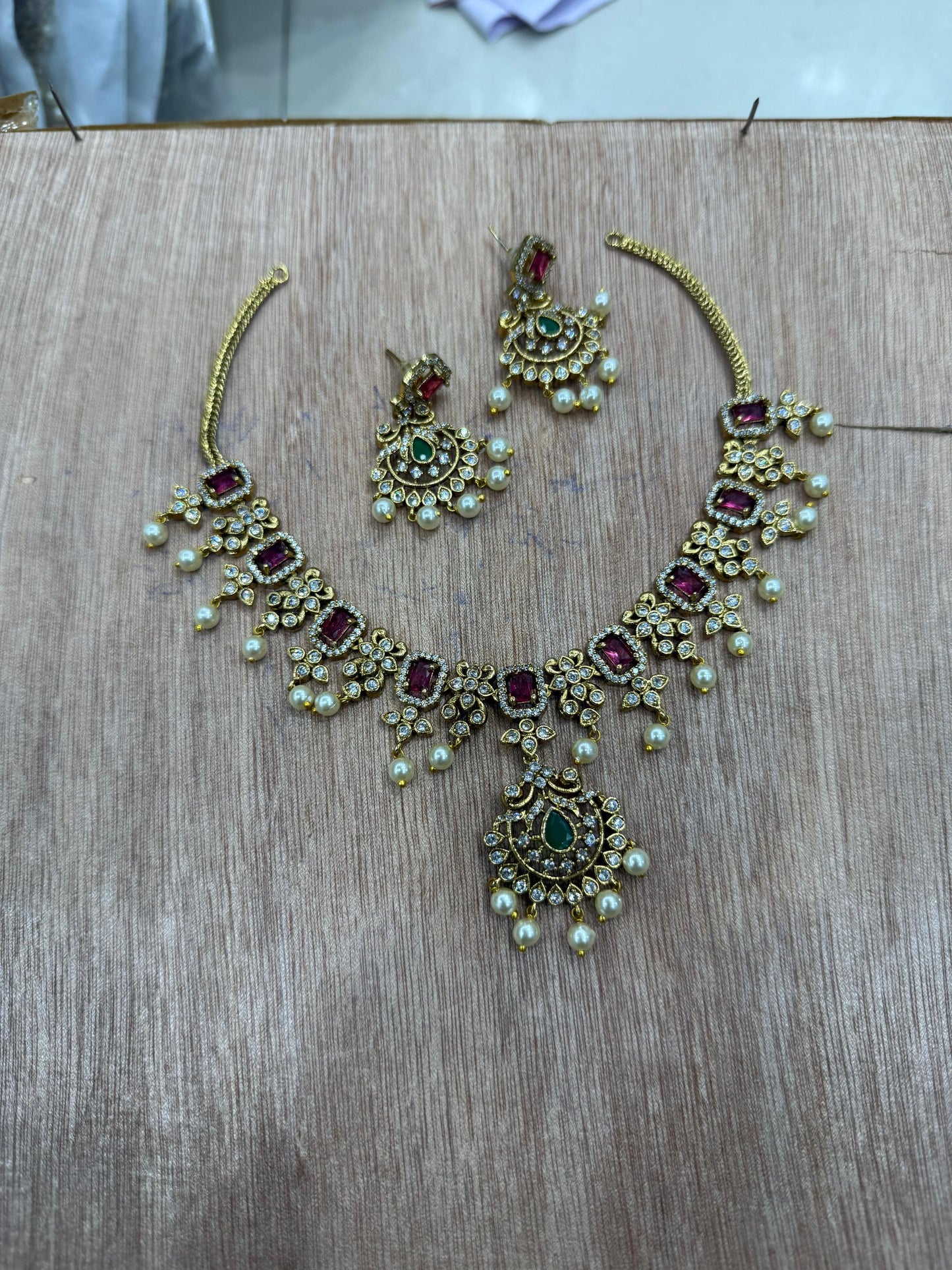 Premium floral diamond necklace Aksha Trends