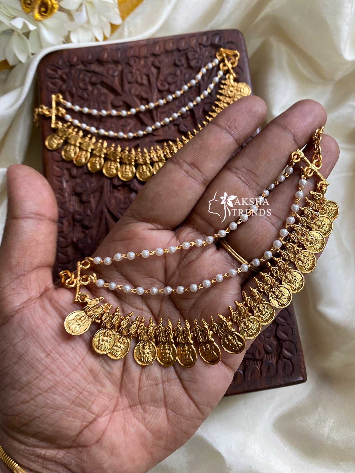 Bridal earchain maati -3 layer kasumalai Aksha Trends