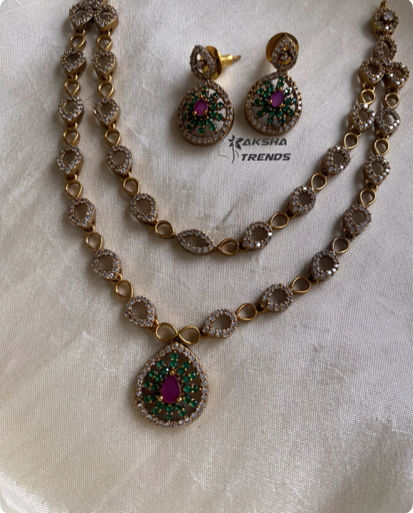 Diamond 2 layer necklace Aksha Trends