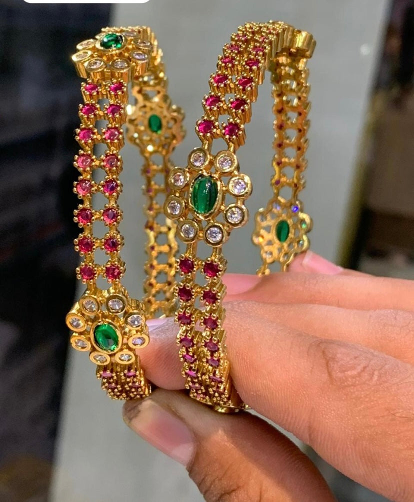 Ruby diamond Floral bangles Aksha Trends