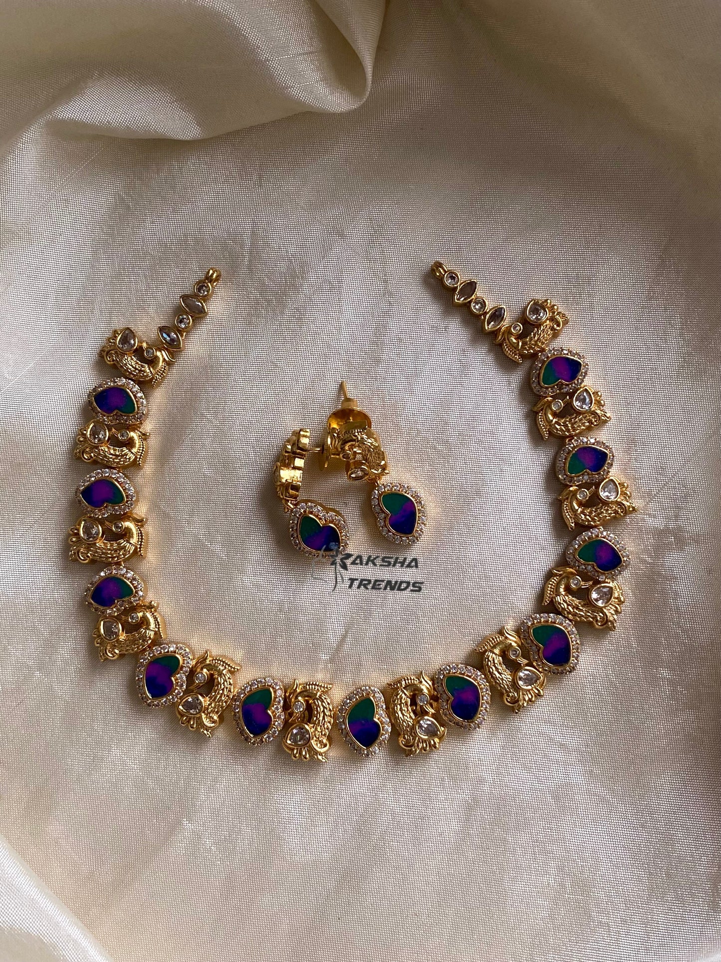 Peacock diamond necklace Aksha Trends