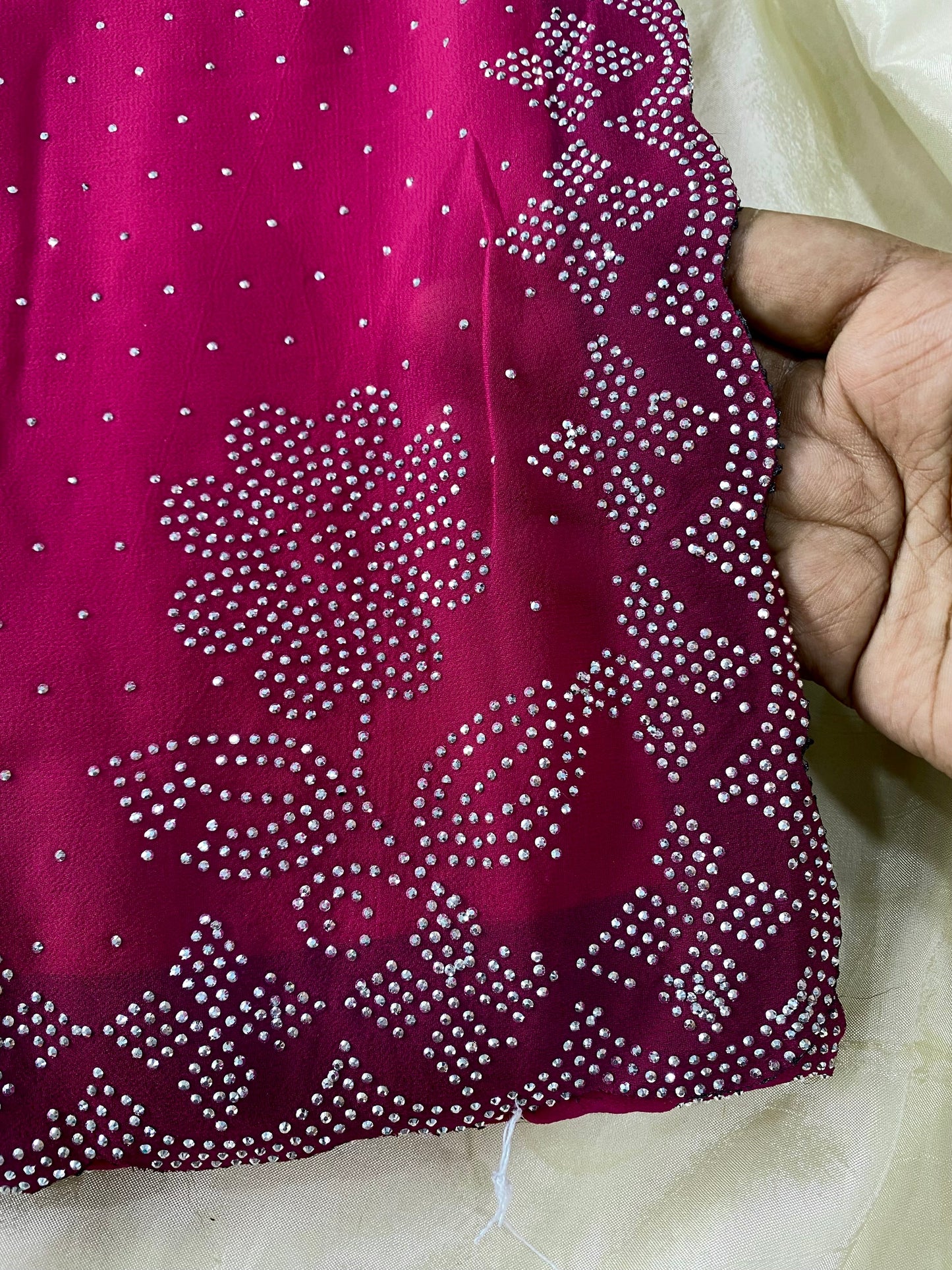 Designer rose stone work -Dark pink Aksha Trends