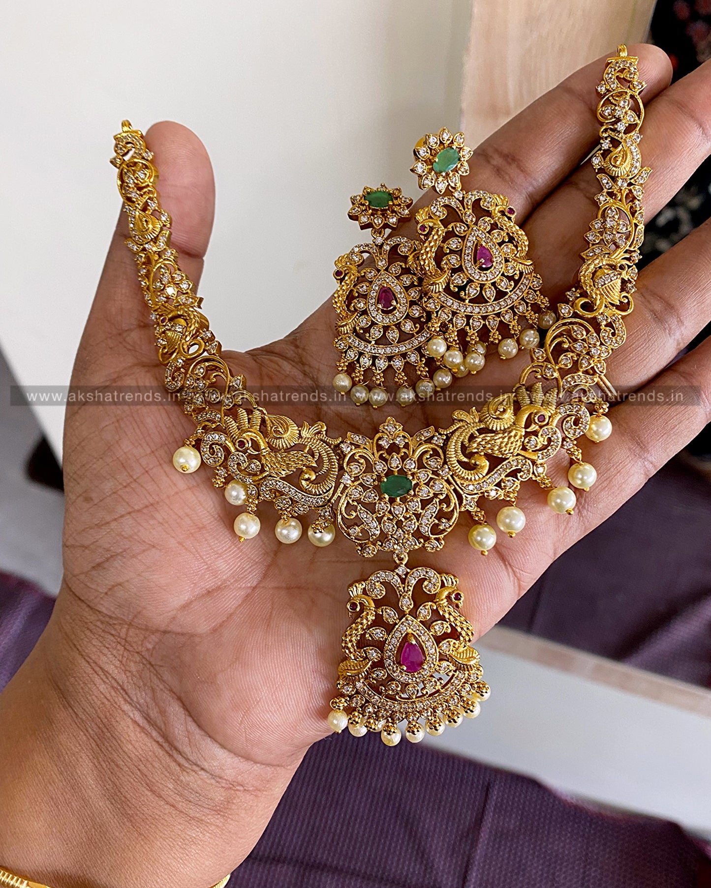 Mugil floral diamond Necklace Aksha Trends