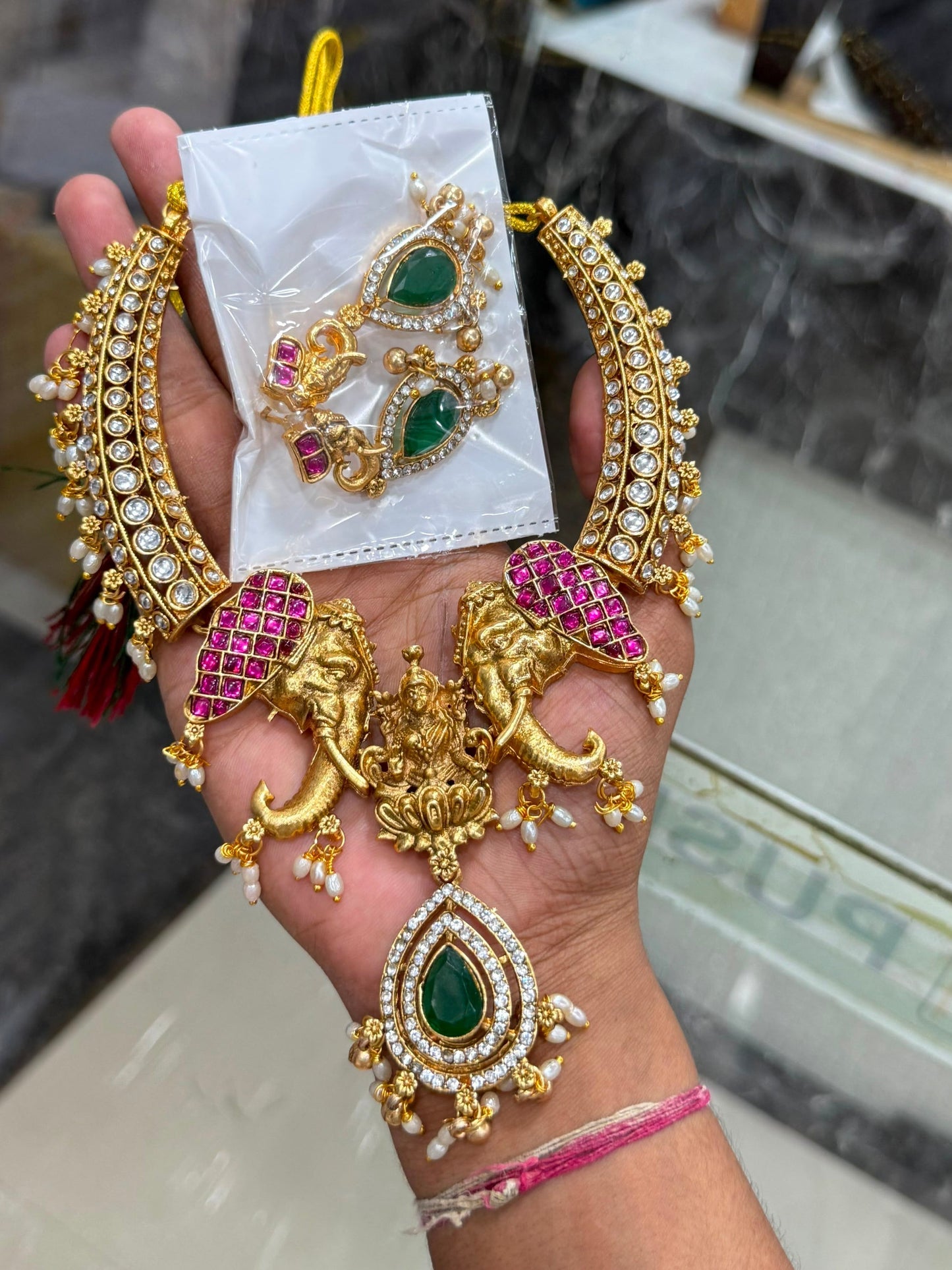 Elephant bridal choker -gold Pearl Aksha Trends