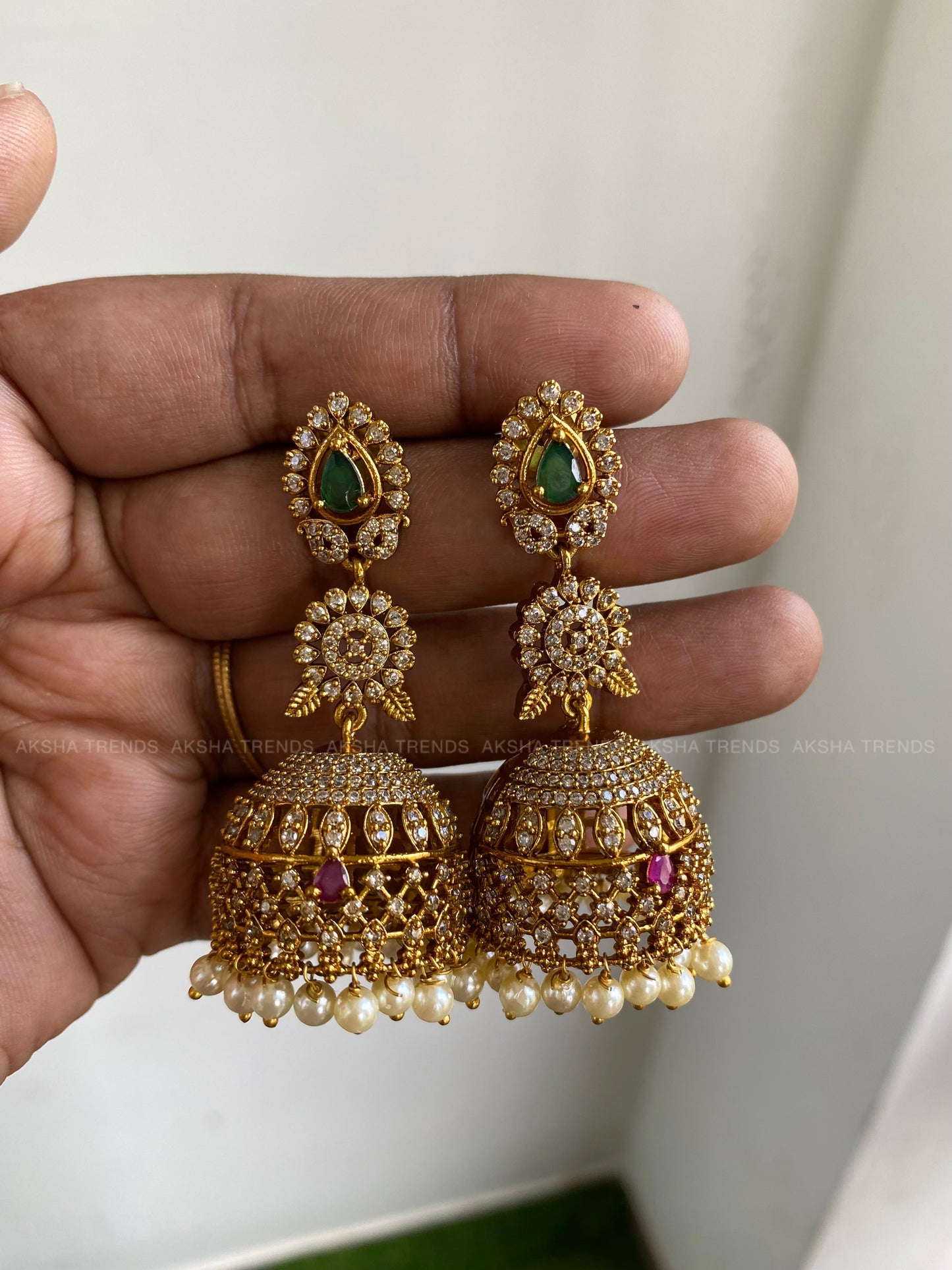 Bridal AD Jhumkas -Big size Aksha Trends