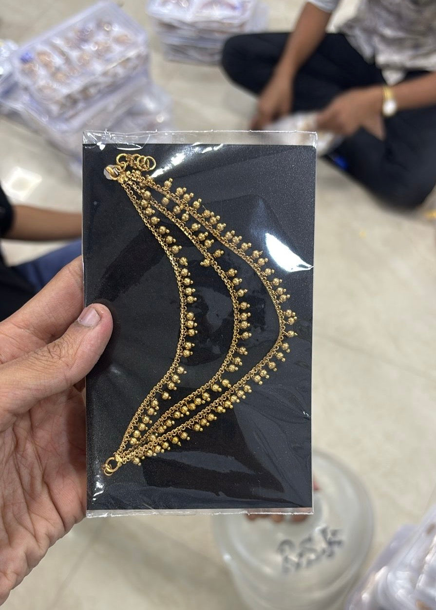 Premium gold earchain -3 layer Aksha Trends