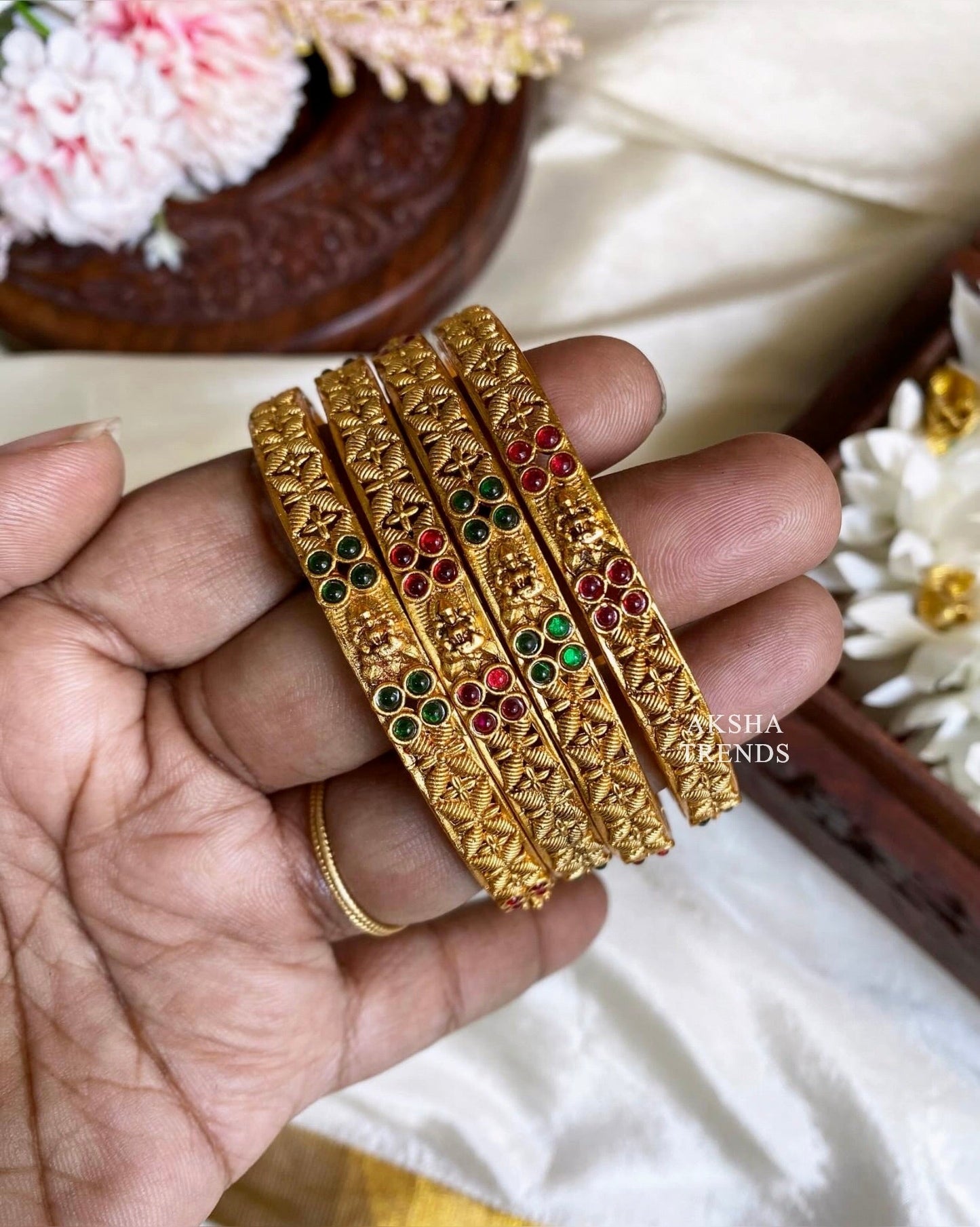 Floral Lakshmi bangles (4pc) Aksha Trends