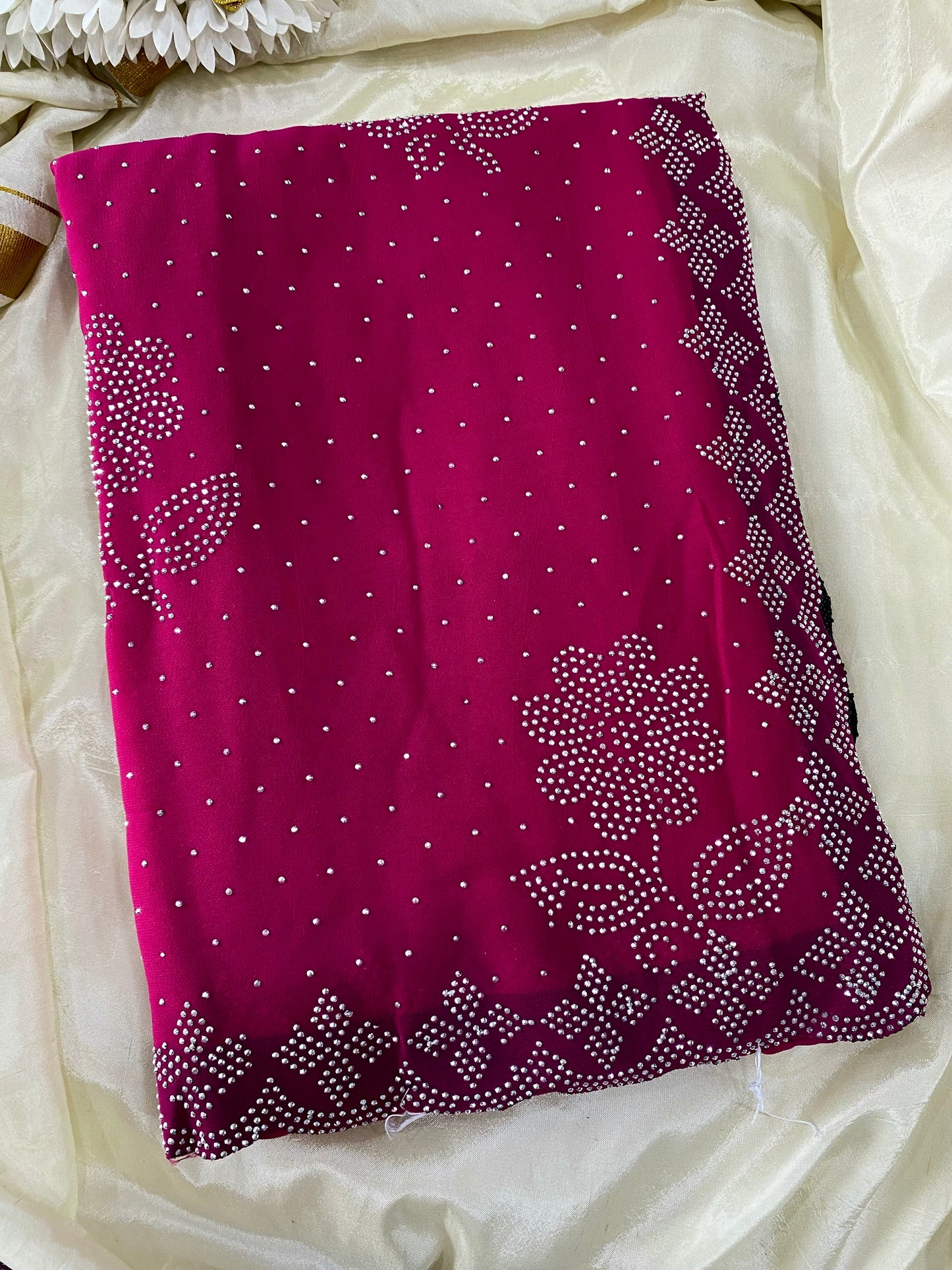 Designer rose stone work -Dark pink Aksha Trends