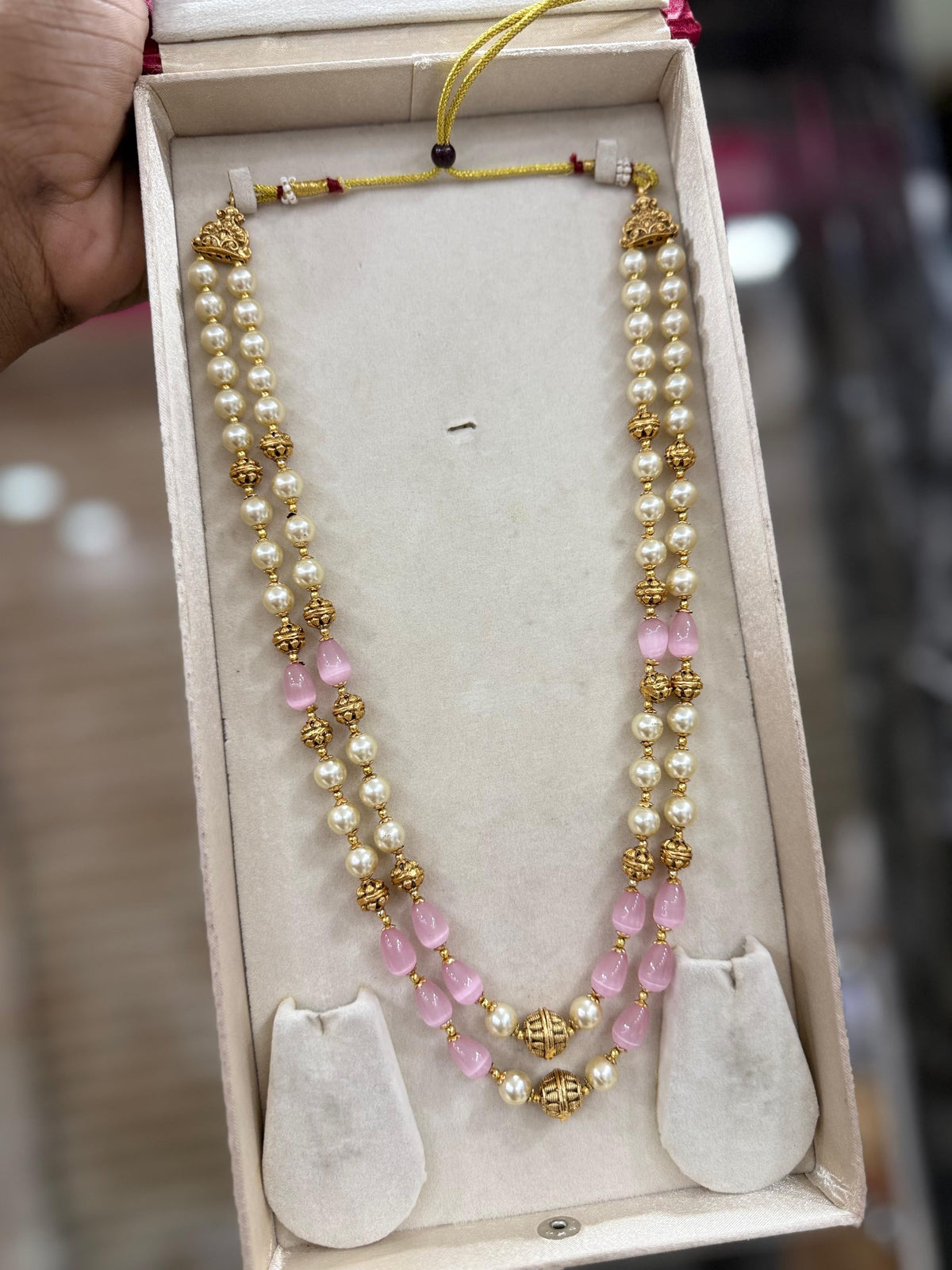 Pink Pearl mala -2 layer Aksha Trends