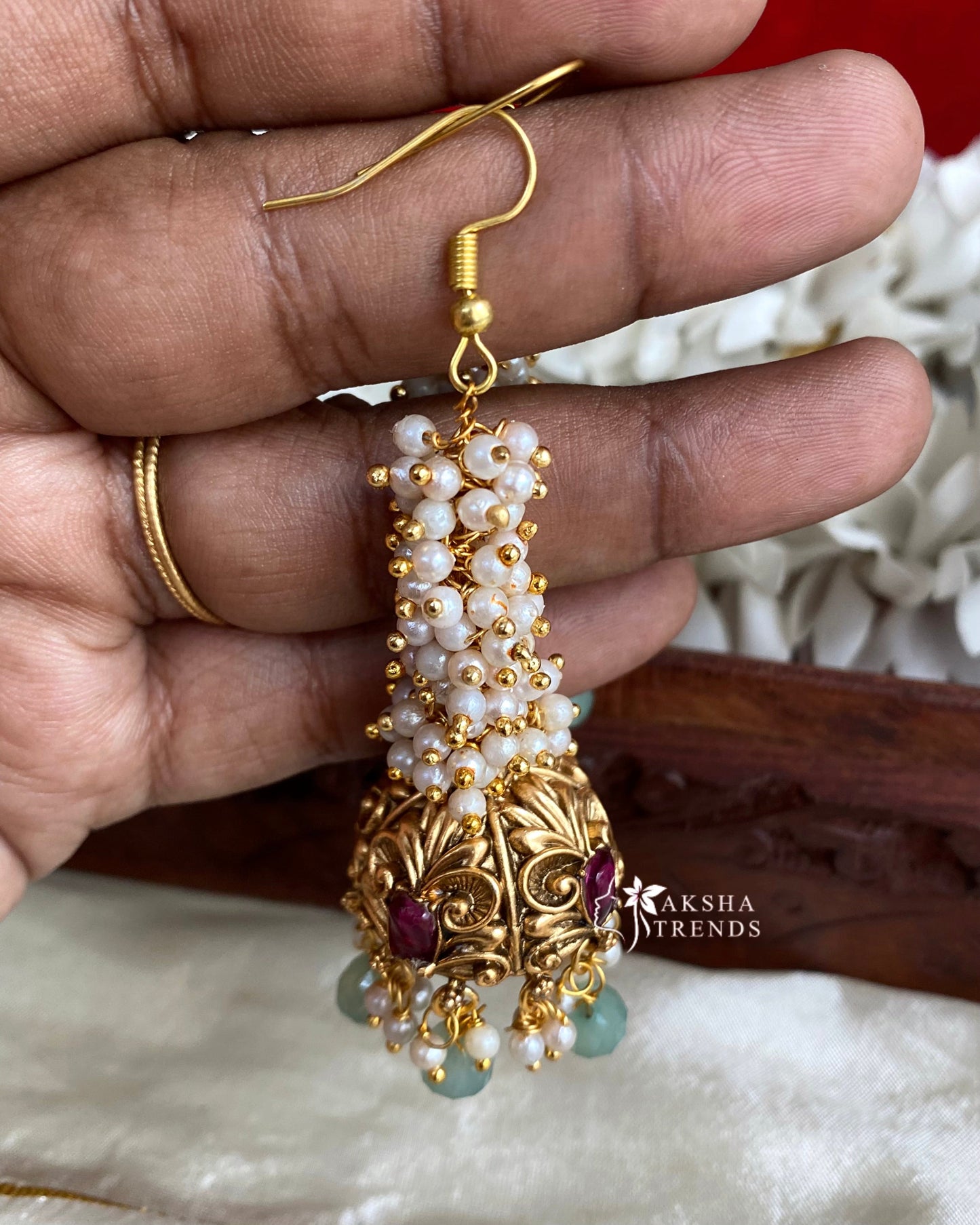 Heavy bridal hook jhumkas Aksha Trends