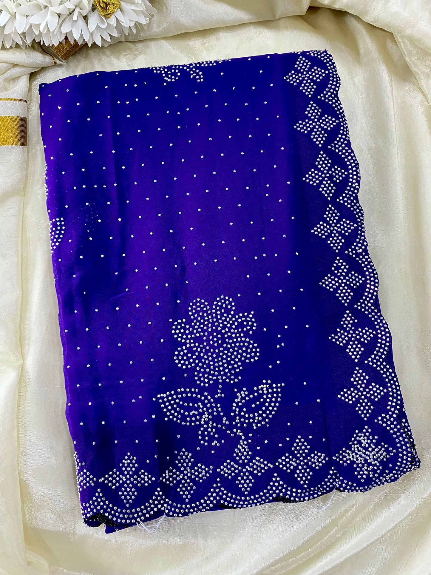 Stone work Saree -Violet Aksha Trends