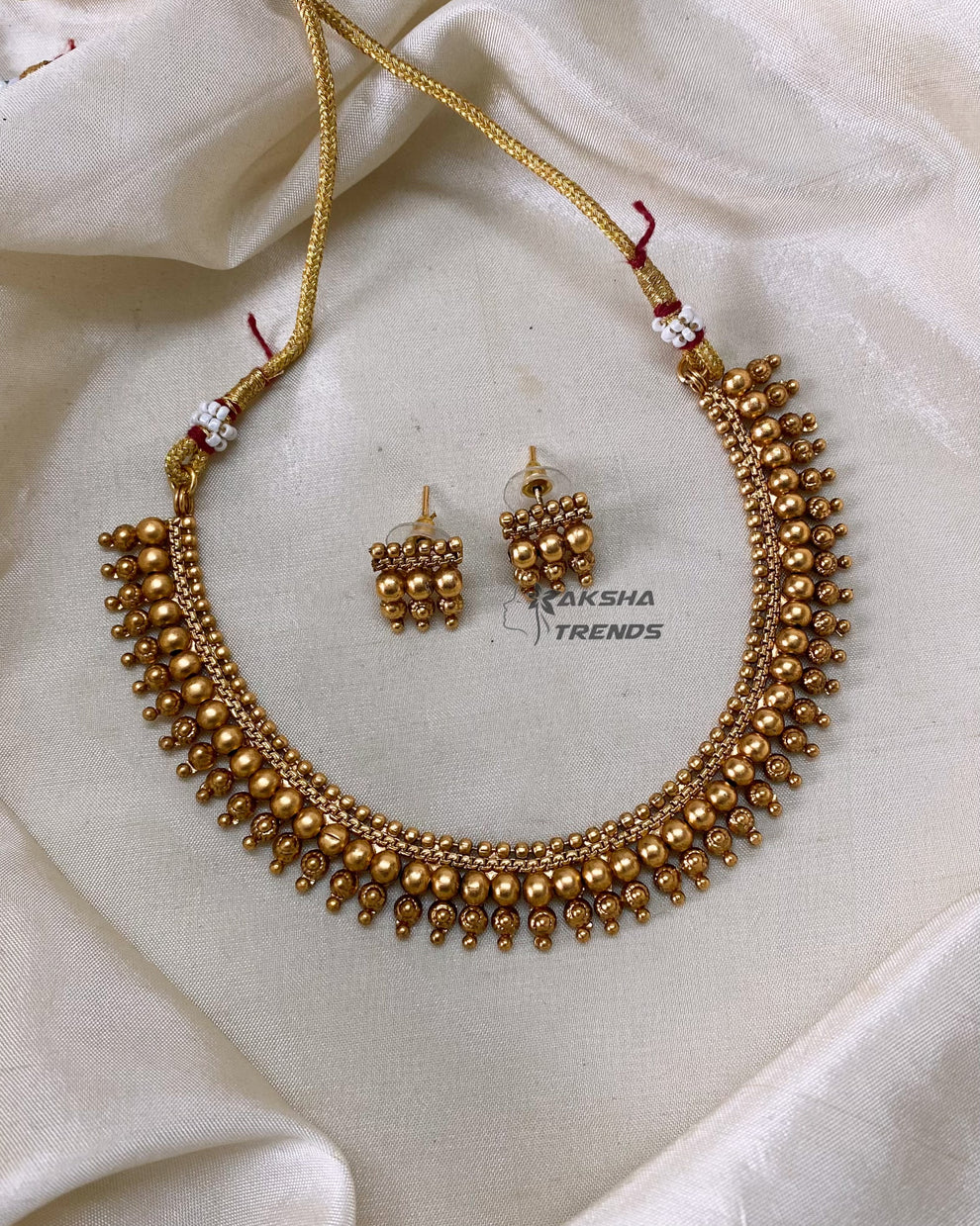 Golden bead necklace Aksha Trends