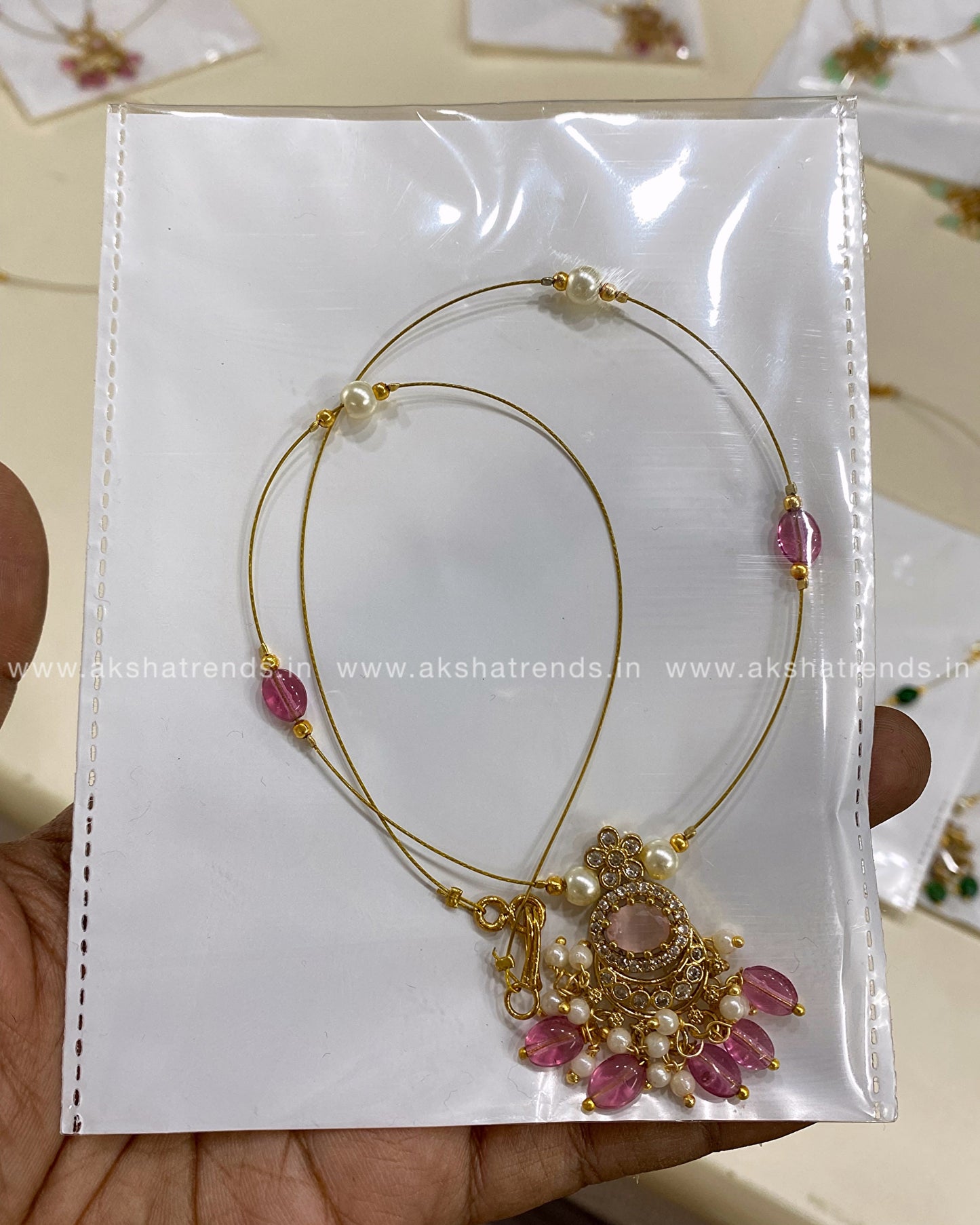 Invisible Necklace -floral pink Aksha Trends