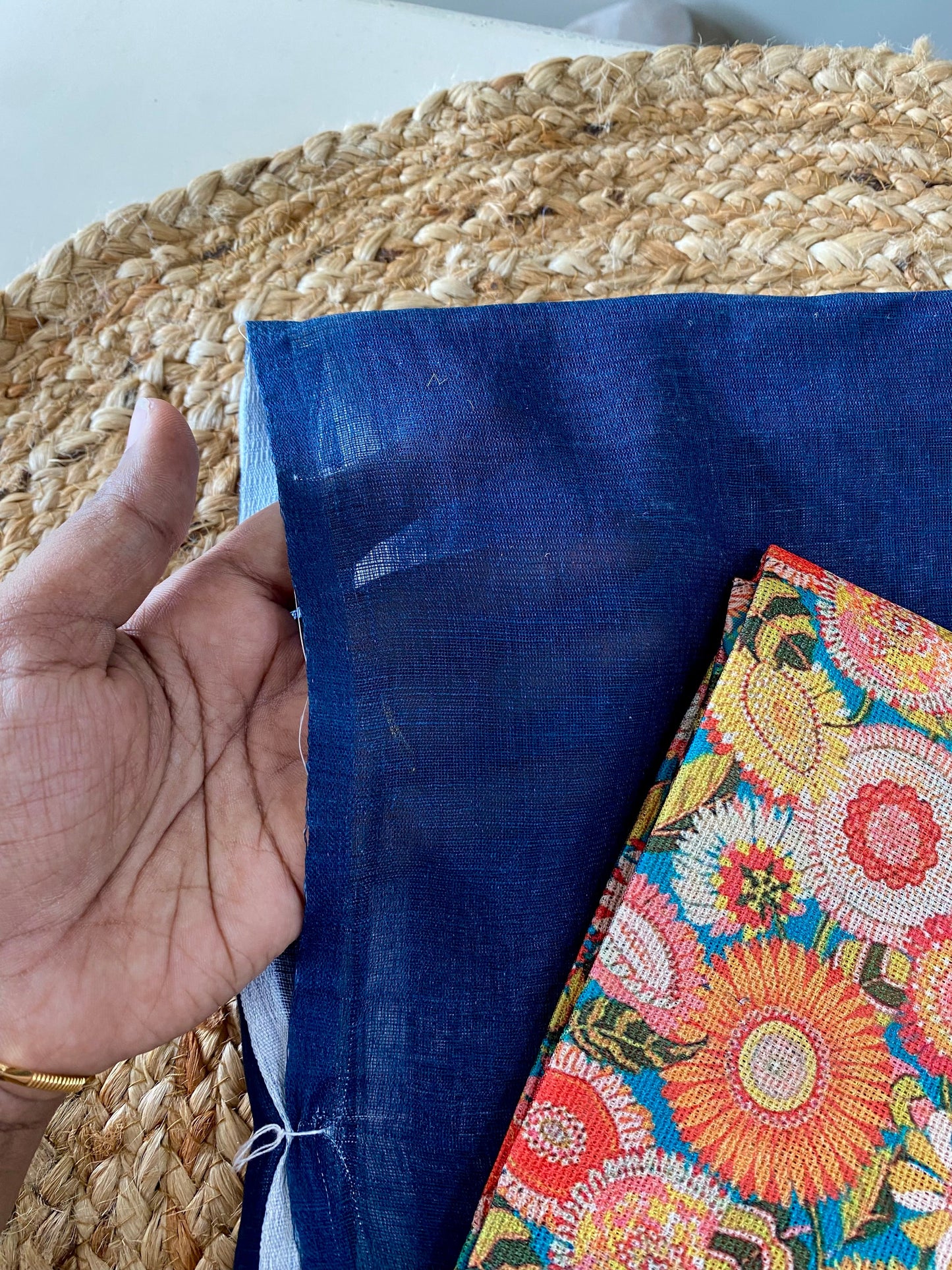 Khadi Cotton Saree -Blue Aksha Trends