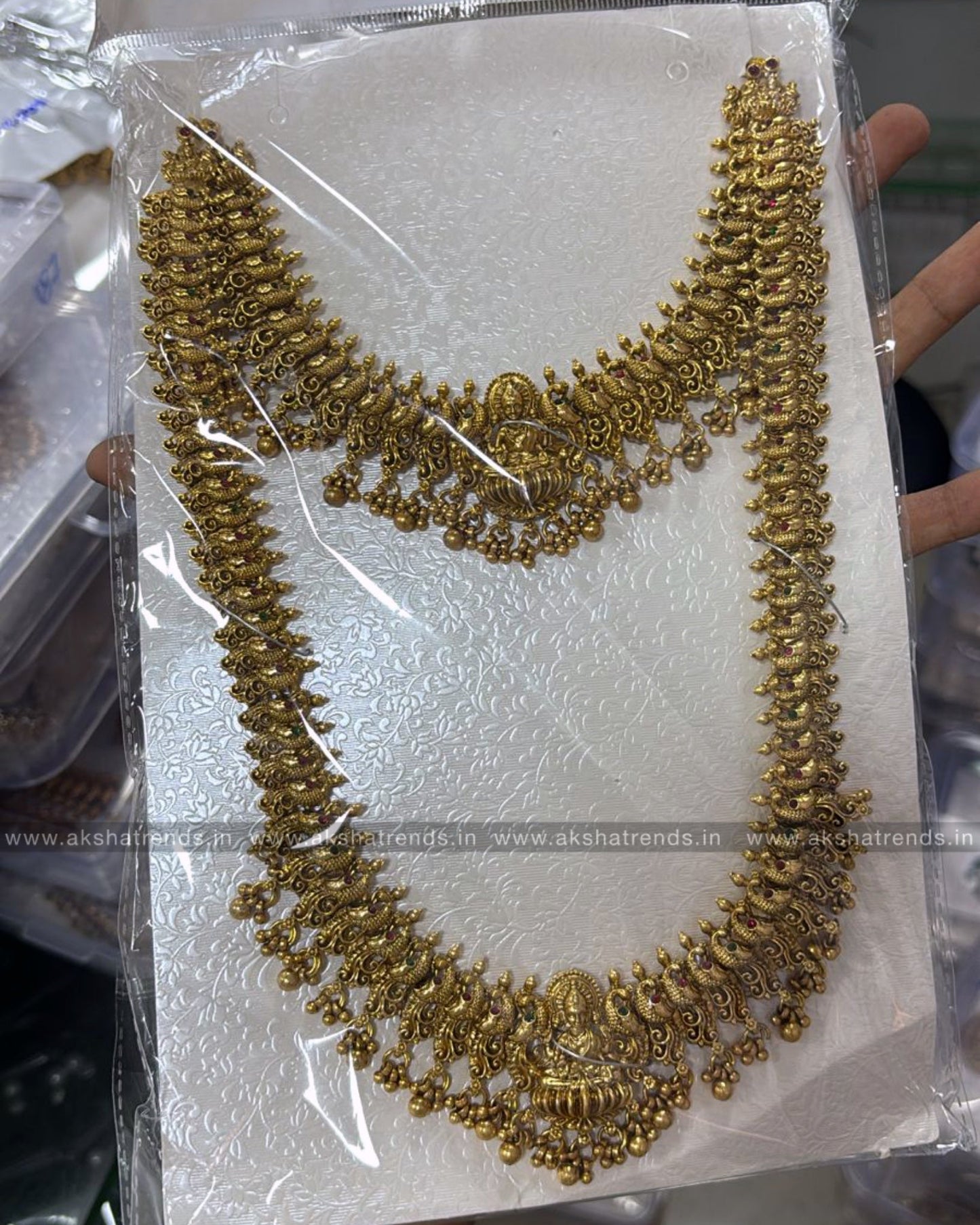 Golden lakshmi semibridal set Aksha Trends