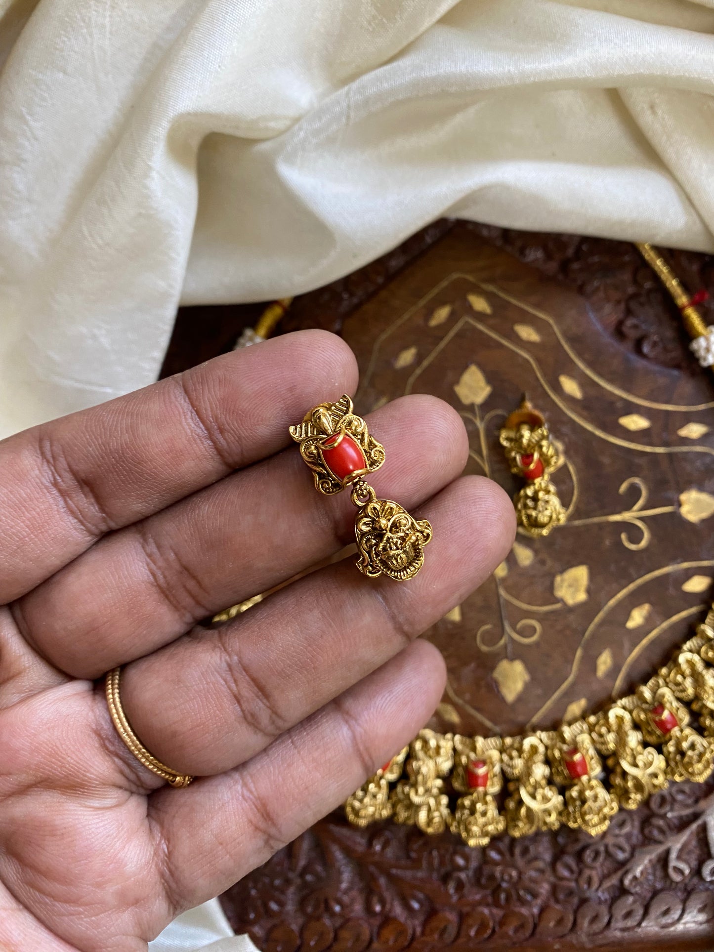 Golden coral Necklace Aksha Trends