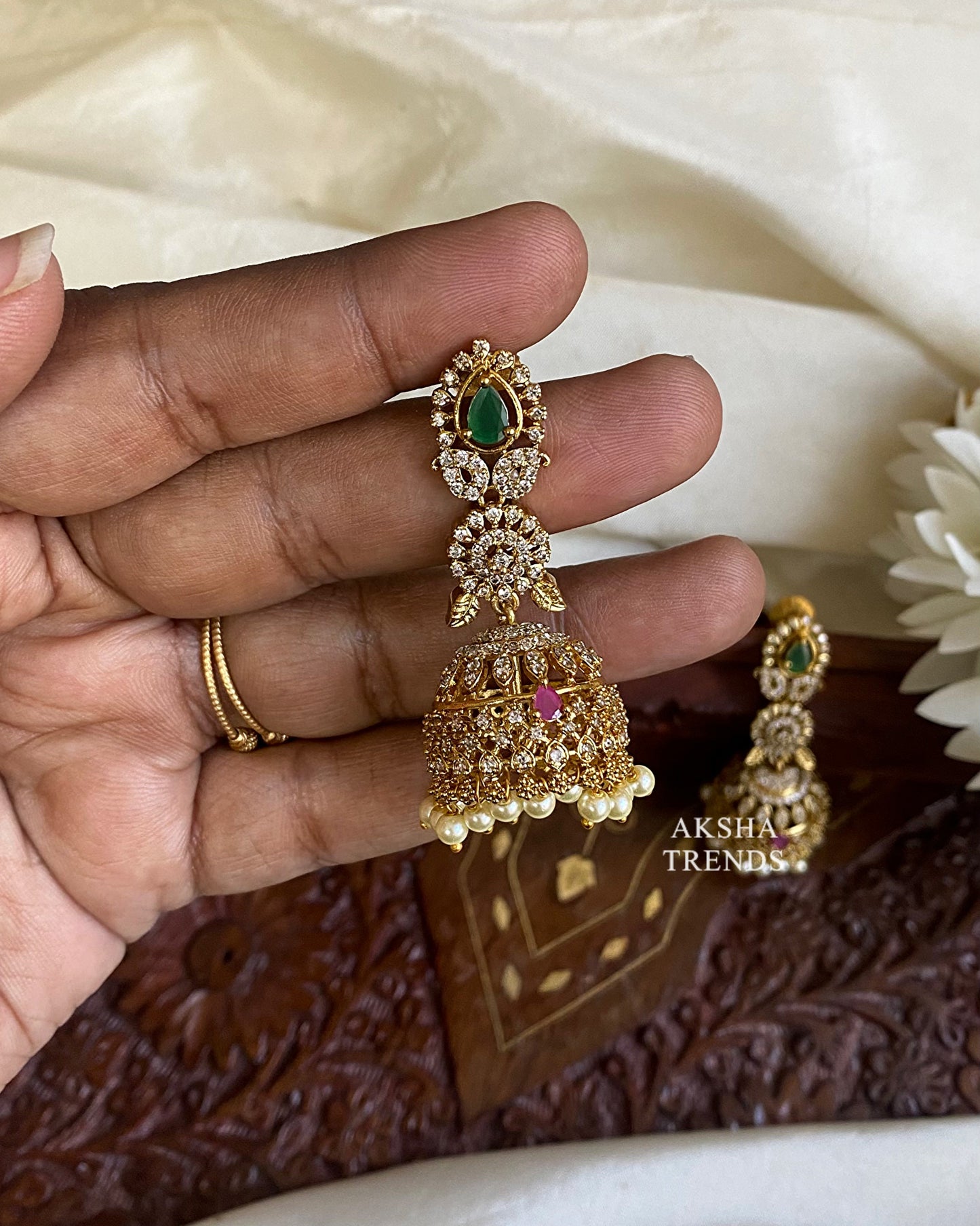 Bridal diamond Jhumkas Aksha Trends