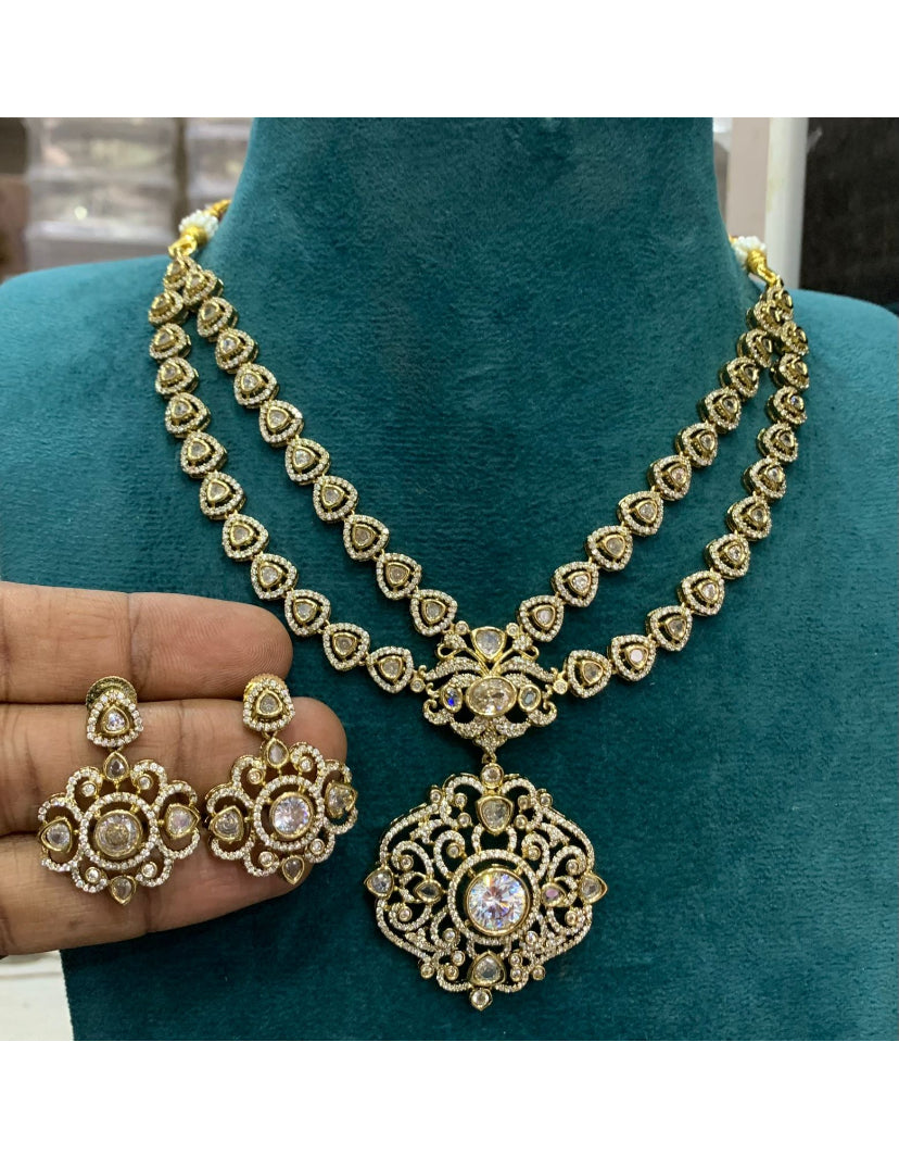 Royal Victoria 2layer Necklace -White Aksha Trends