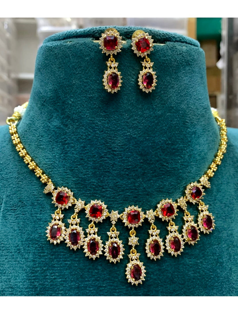 Royal Diamond Necklace -Ruby Aksha Trends