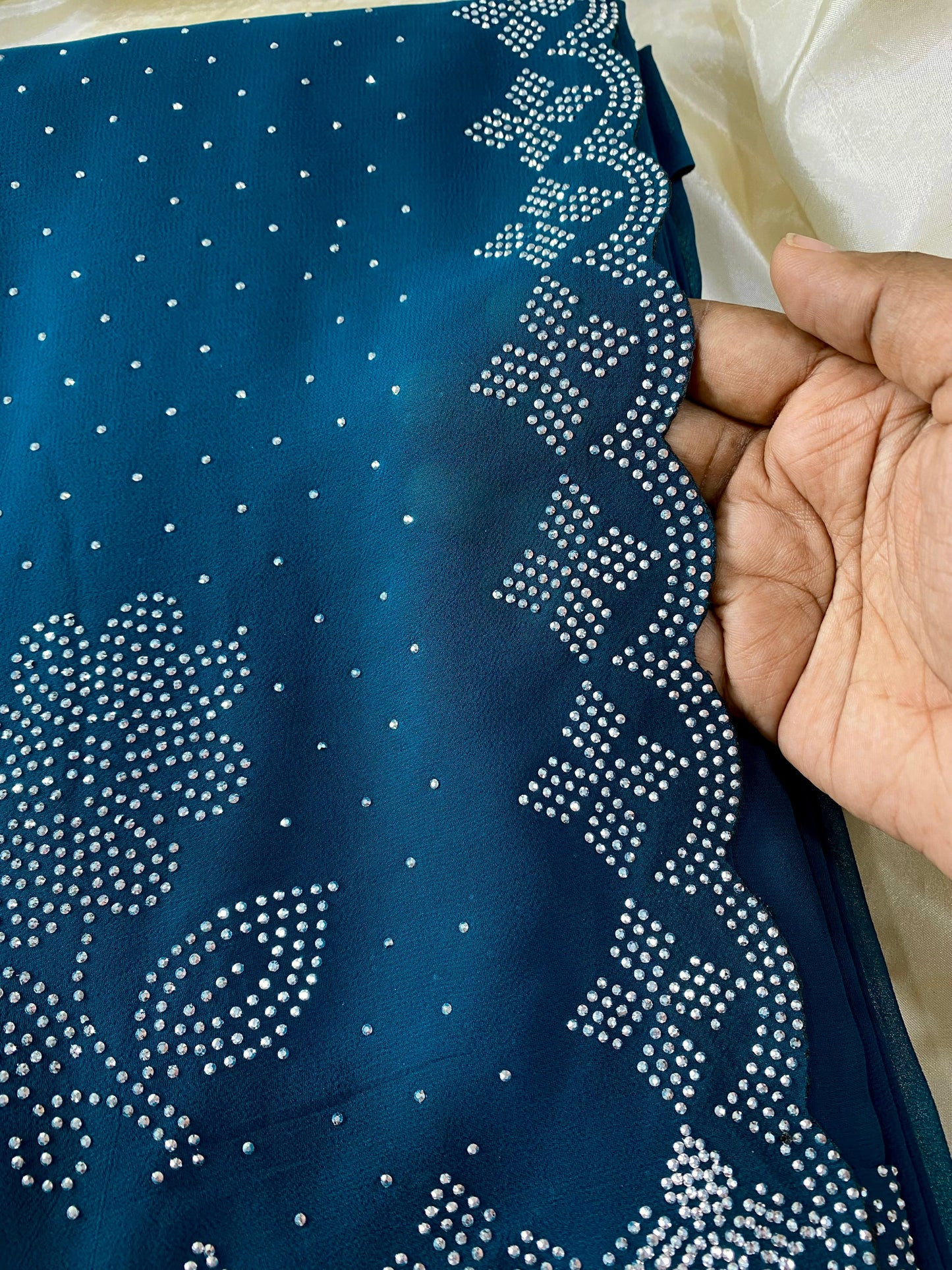 Stone work Saree -Ramar Green Aksha Trends