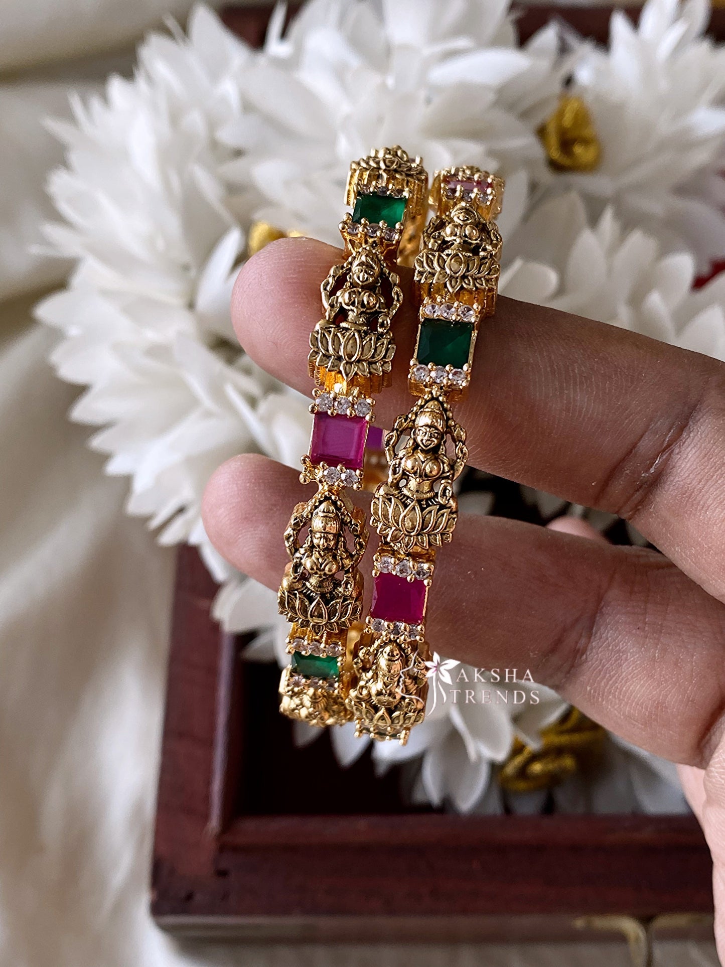 Lakshmi block stone Bangles (2pc) Aksha Trends