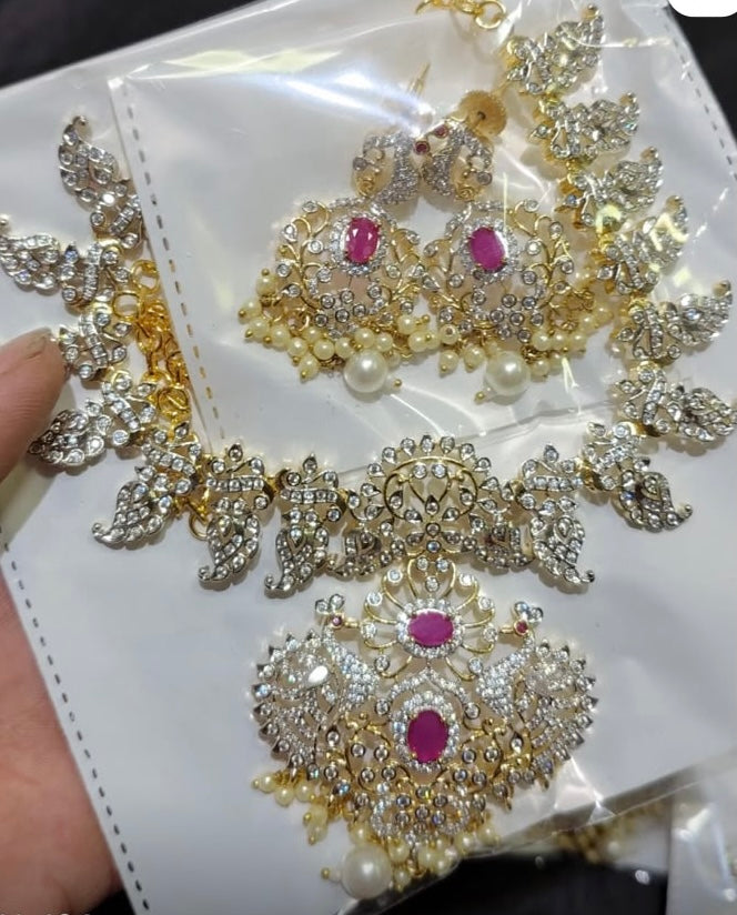 Premium diamond bridal necklace Aksha Trends
