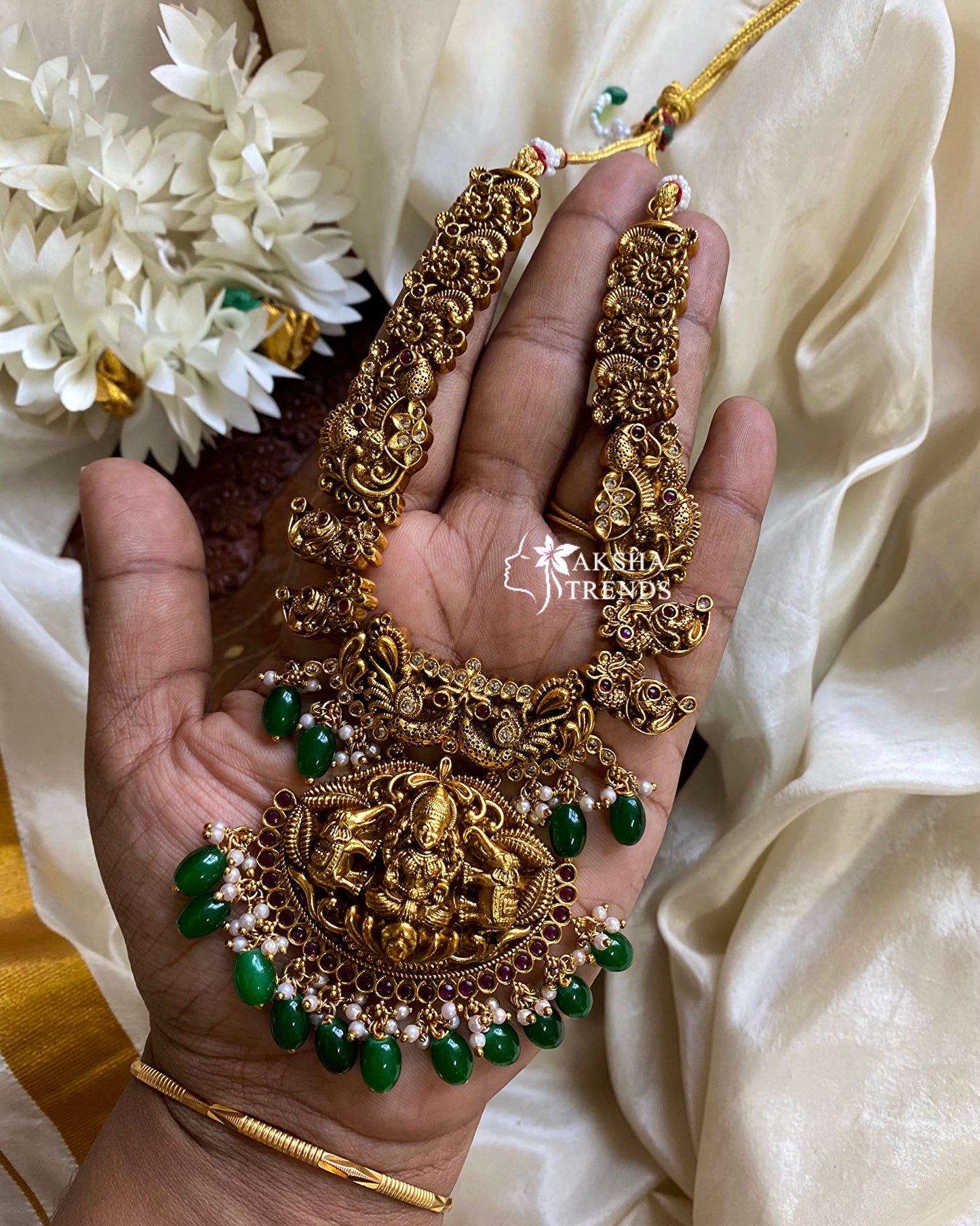 Nagasi Temple Bridal Necklace -Green Aksha Trends