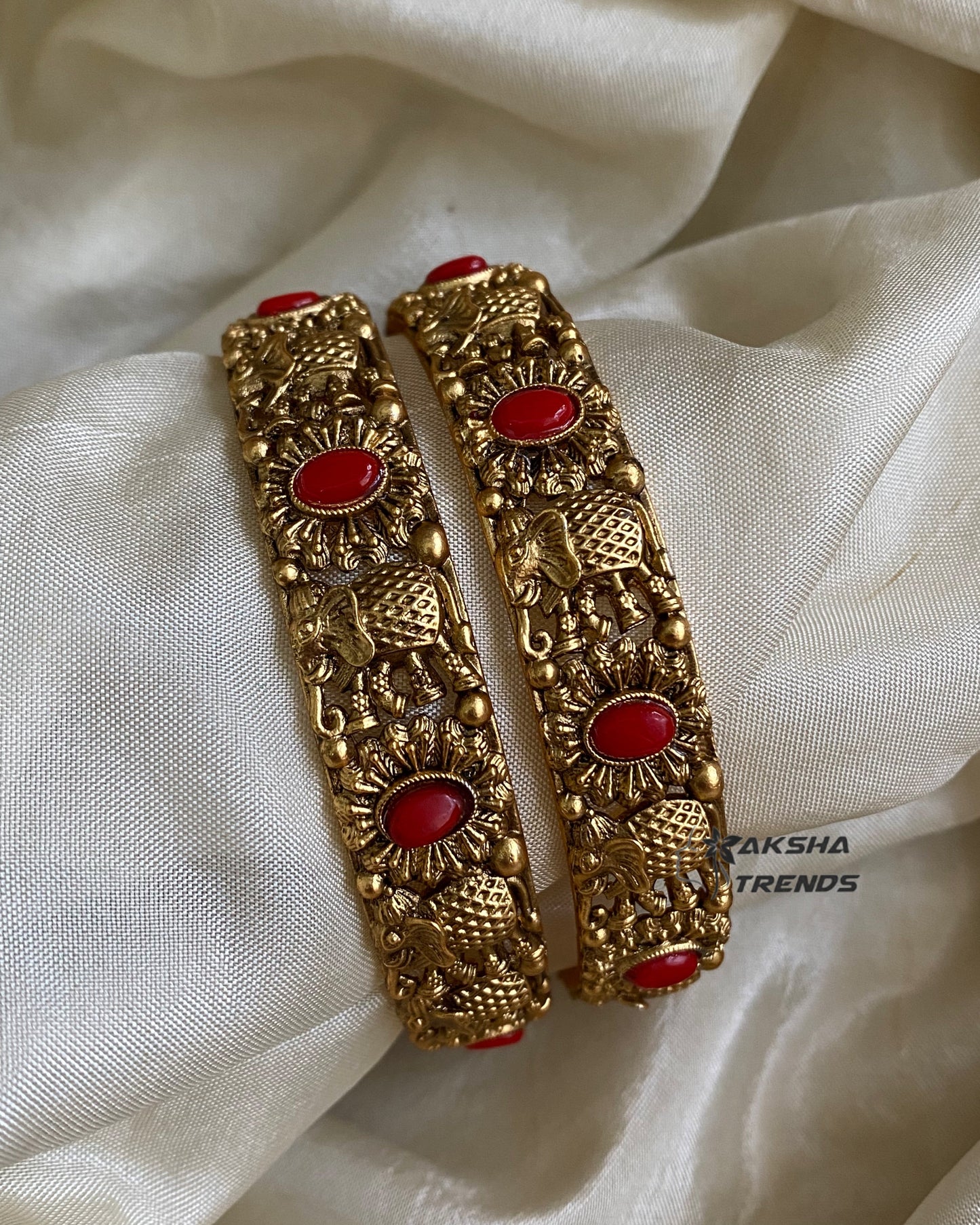 Antique Coral bangles (2pc) Aksha Trends