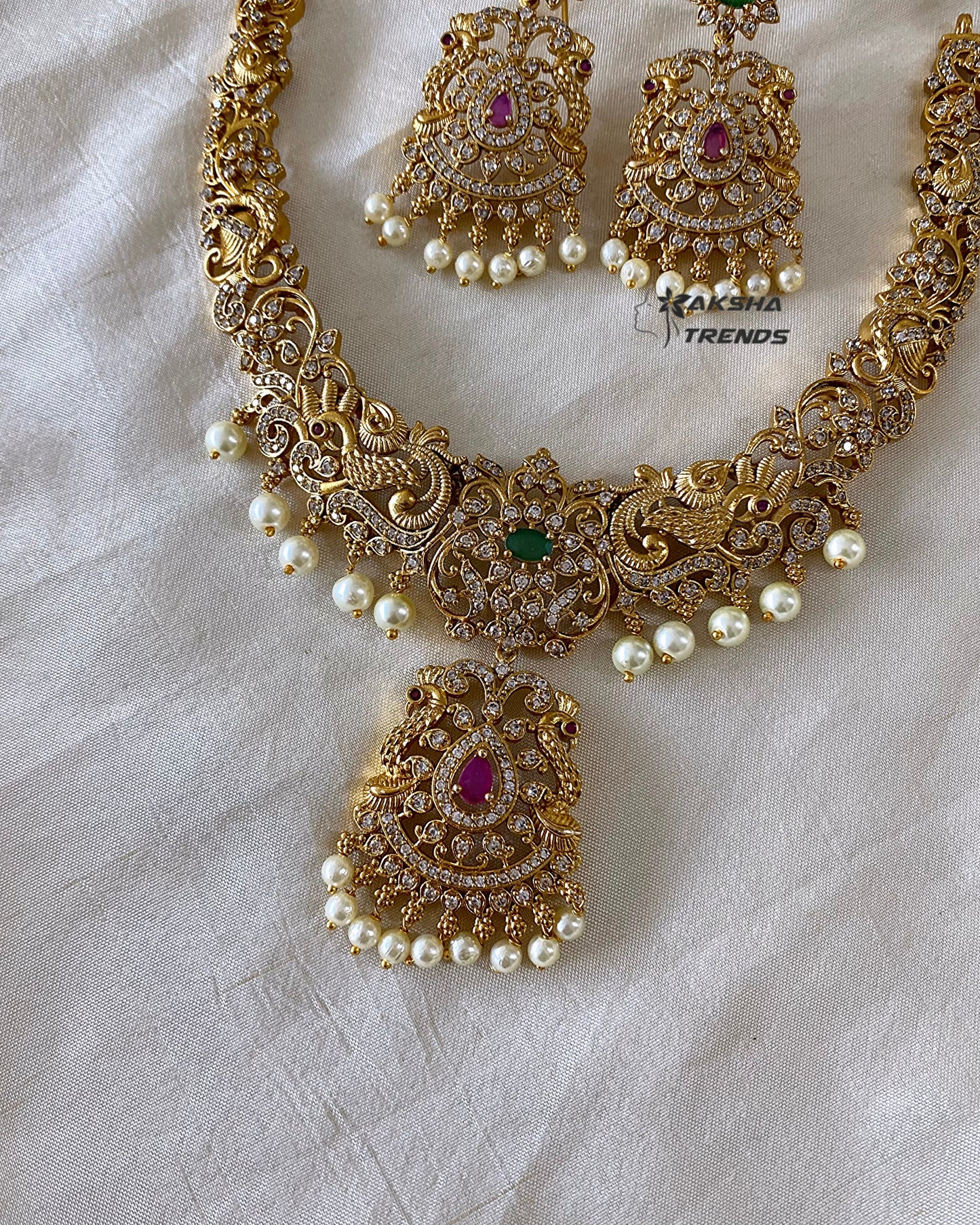 Mugil floral diamond Necklace Aksha Trends