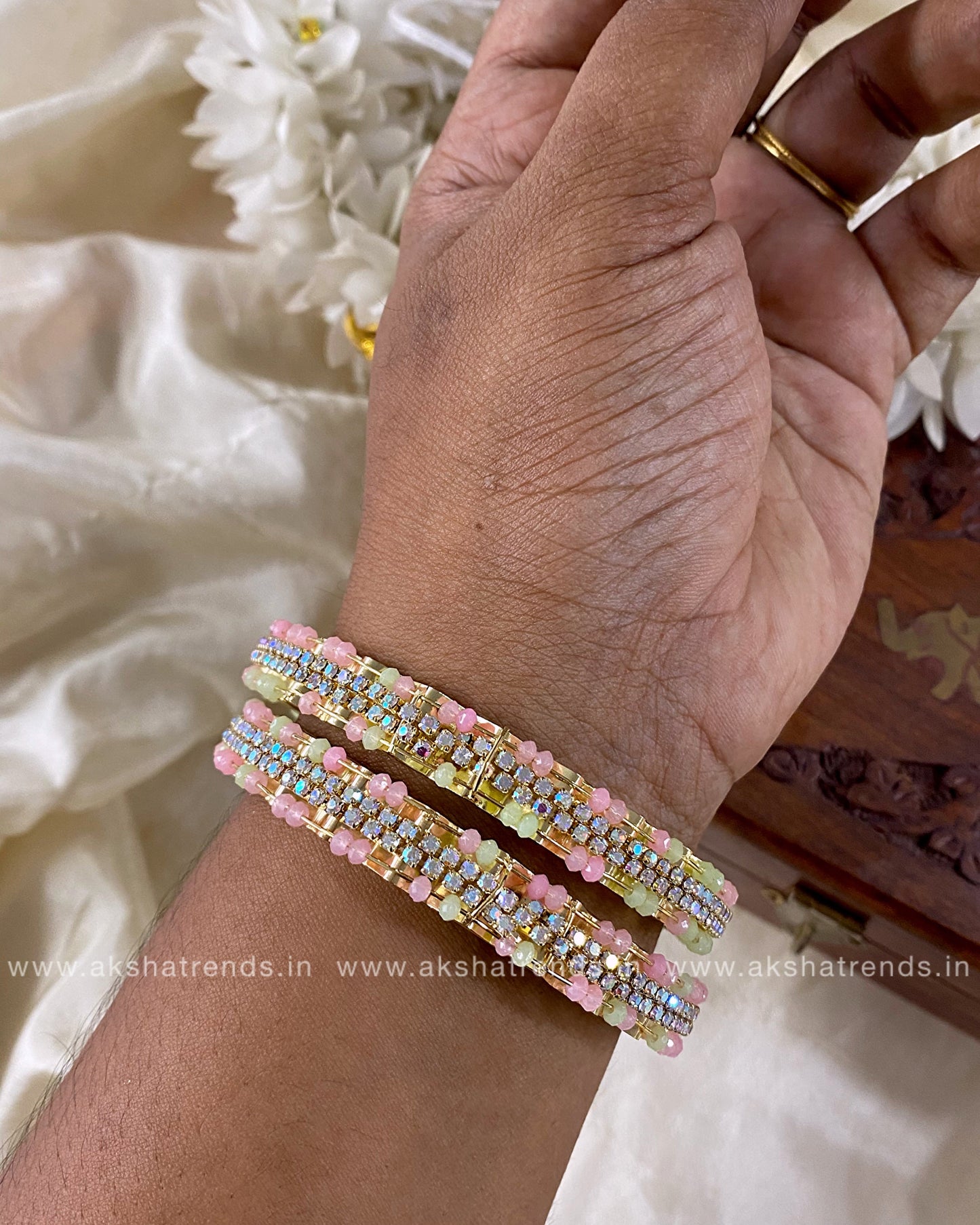 Fancy stone Multi bead Bangles (2pc) Aksha Trends