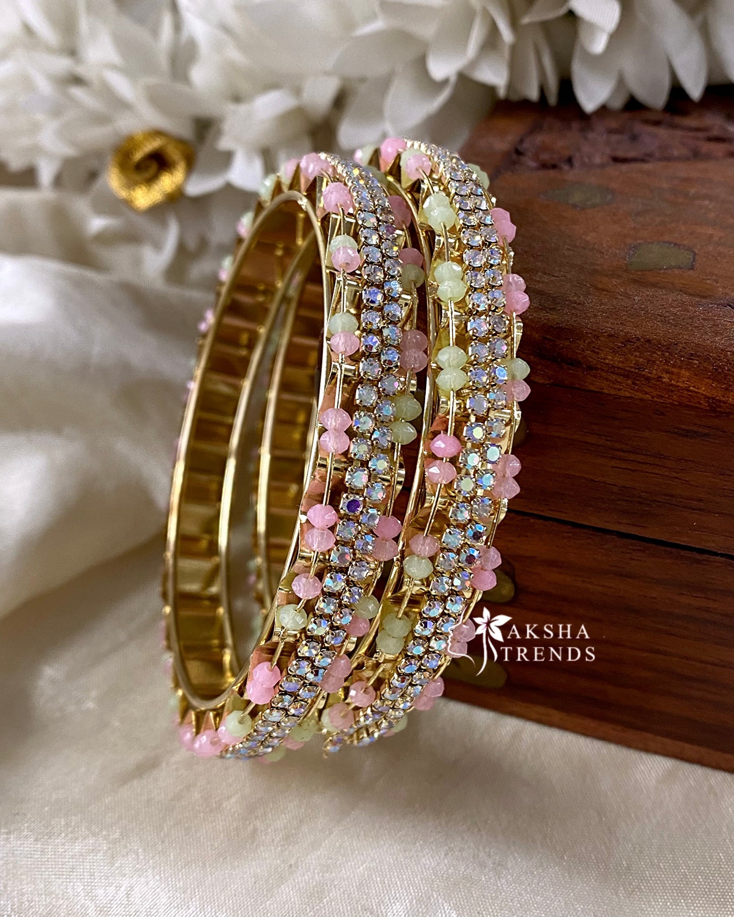 Fancy stone Multi bead Bangles (2pc) Aksha Trends