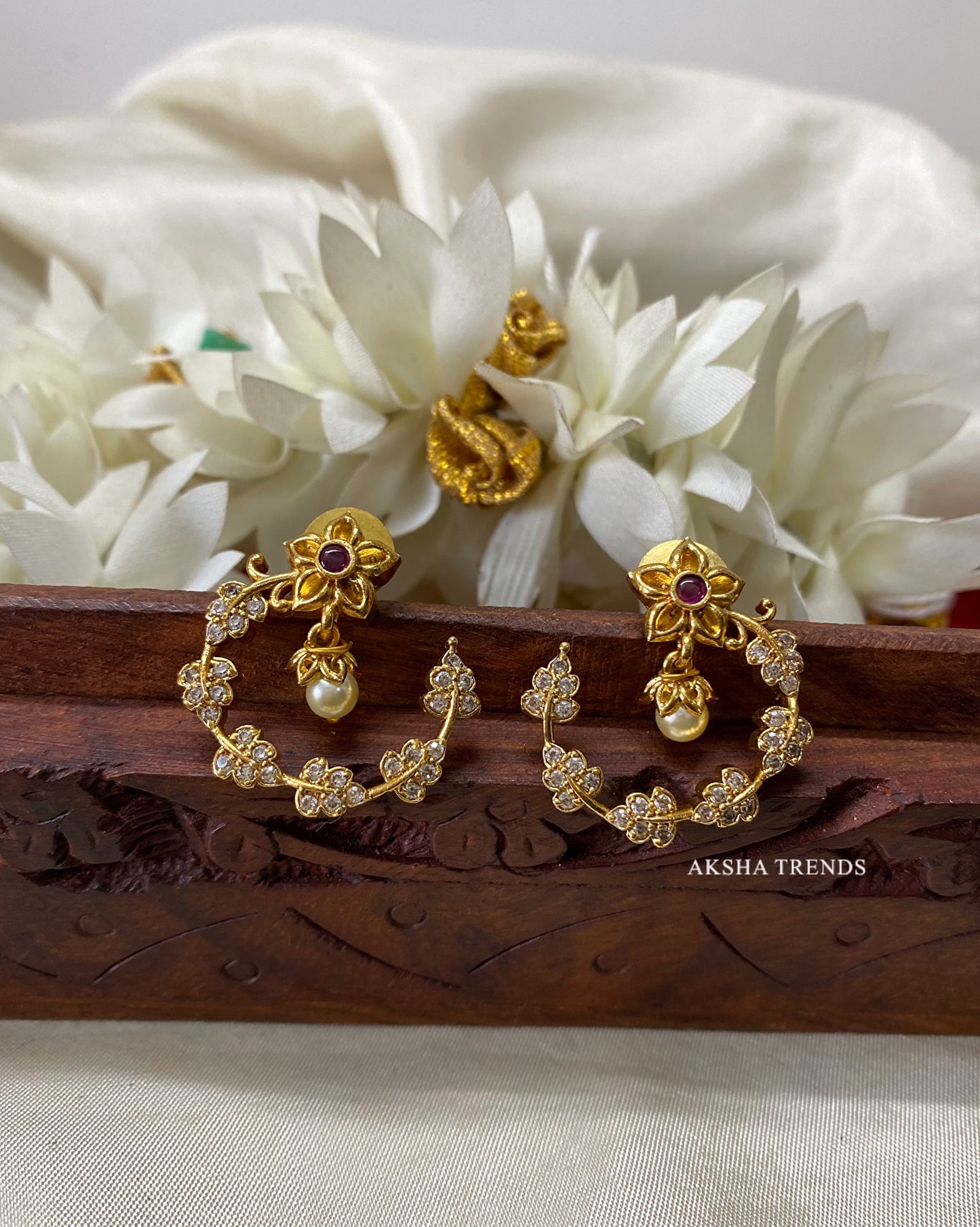 Floral diamond Earrings -Ruby Aksha Trends