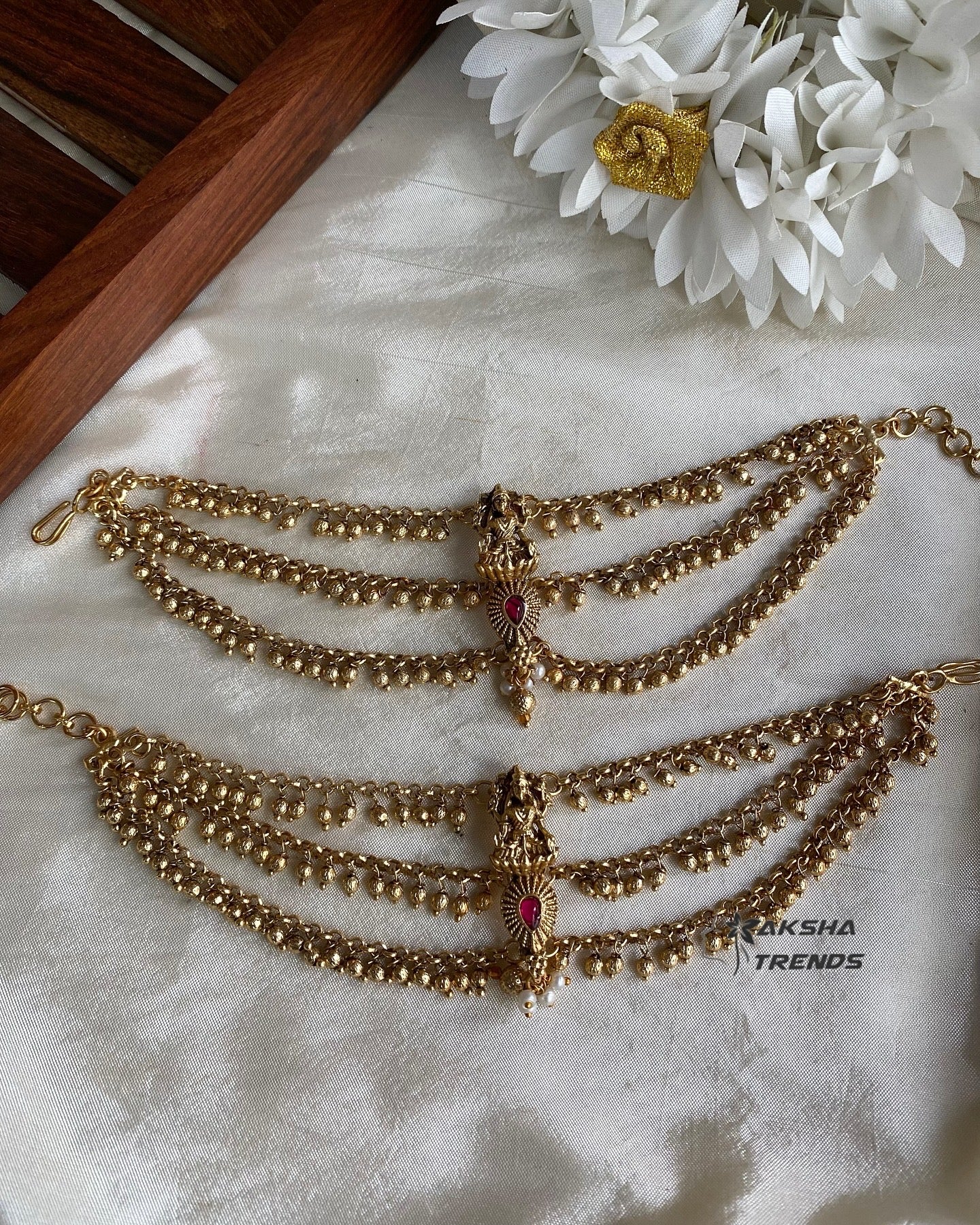Lakshmi gold earchain -3 layer Aksha Trends