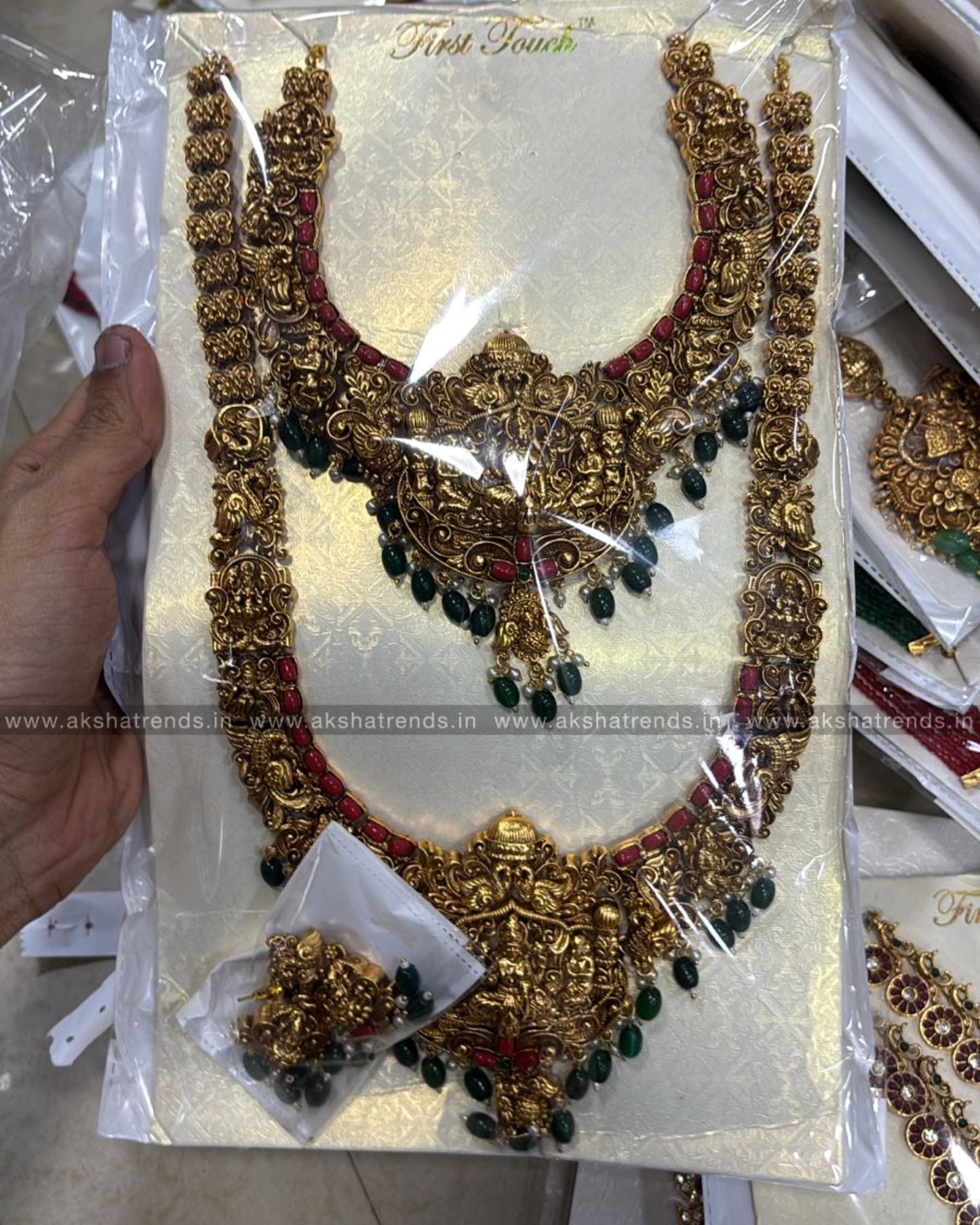 Heavy coral lakshmi bridal -Green Aksha Trends