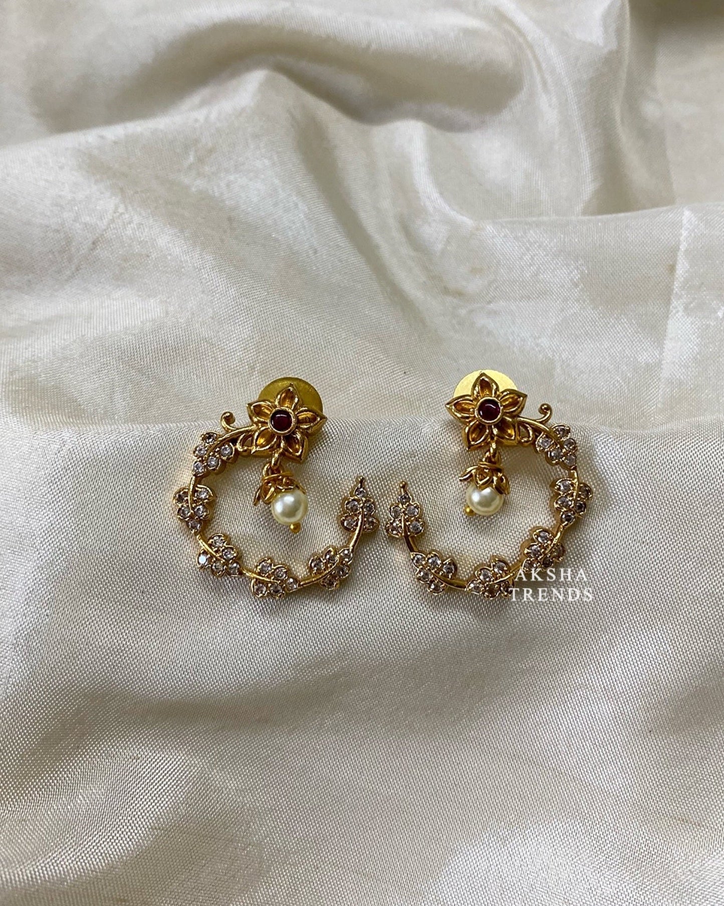 Floral diamond Earrings -Ruby Aksha Trends